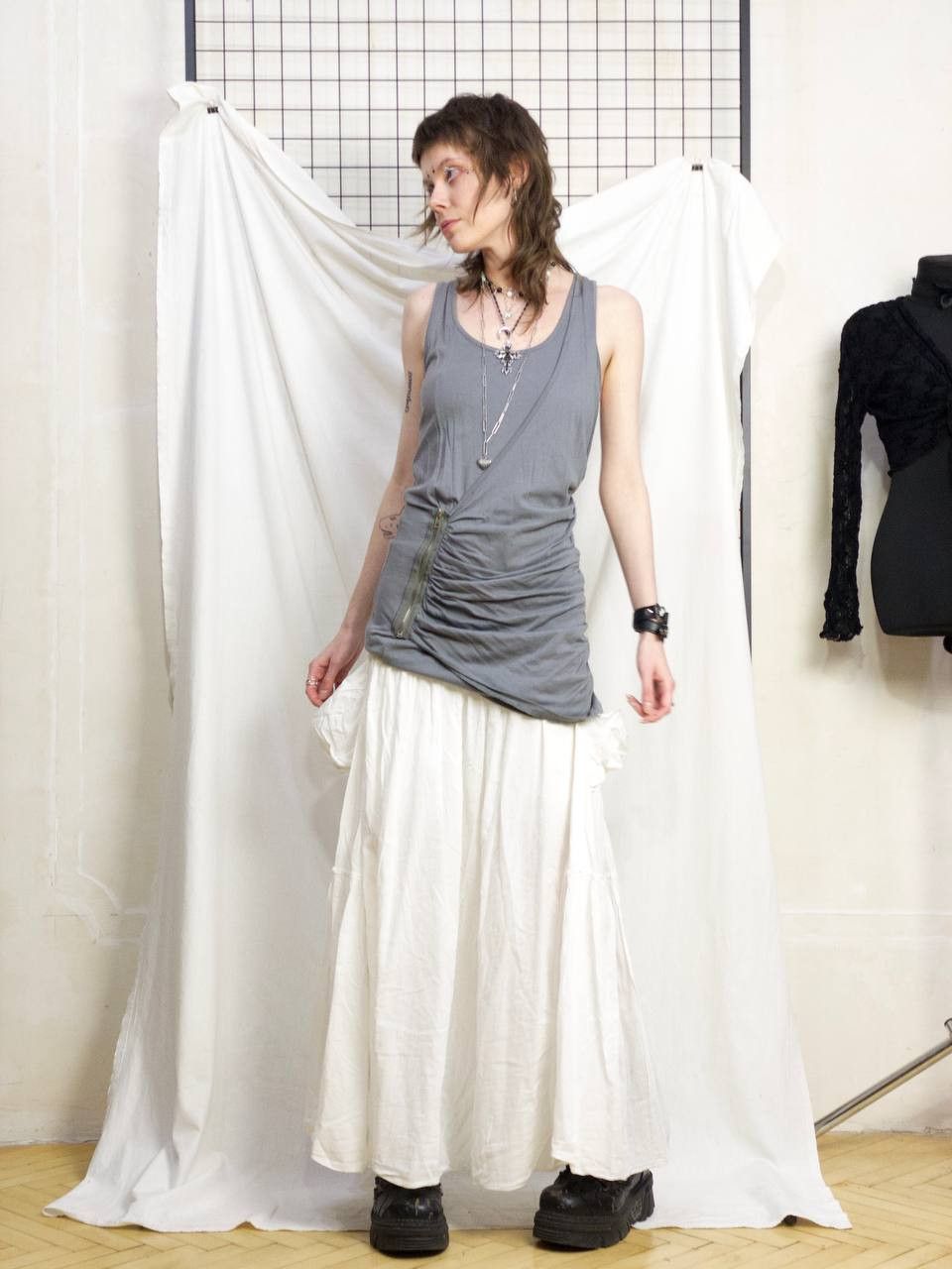Vintage Longline top|tunic avant-garde zipper overlay duna dystopian Size S / US 4 / IT 40 - 11 Thumbnail