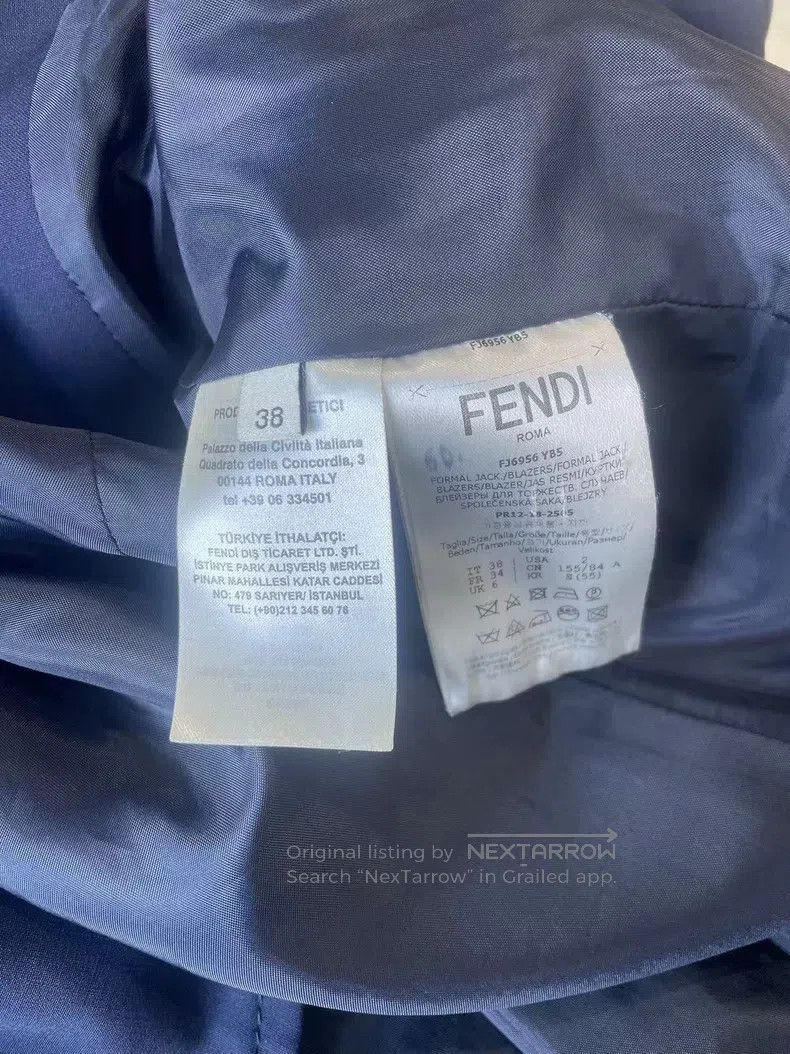 Fendi Fendi Navy Blue Blazer Jacket, Classic Cuff FF Logo Design Size XS / US 0-2 / IT 36-38 - 5 Thumbnail