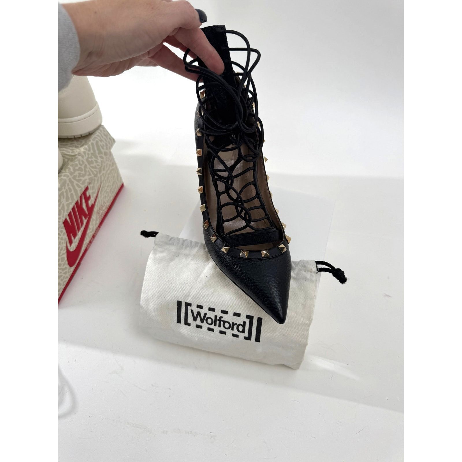 Wolford Womens Wolford Black Gladiator Lace Up Back Zip Shoe Inserts Size ONE SIZE - 4 Thumbnail