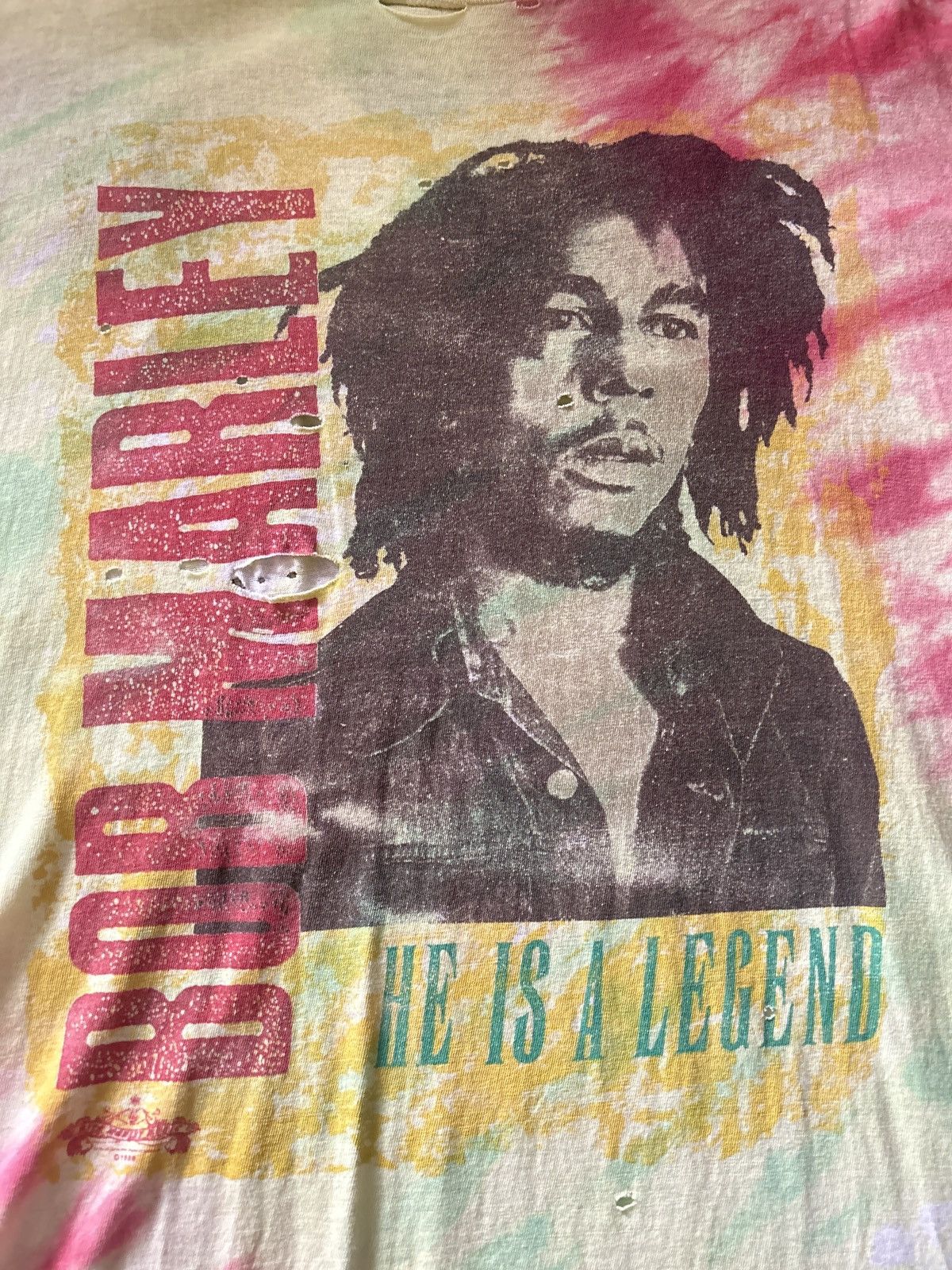 Vintage 1989 Vintage Bob Marley Distressed Tee Size US XL / EU 56 / 4 - 2 Thumbnail