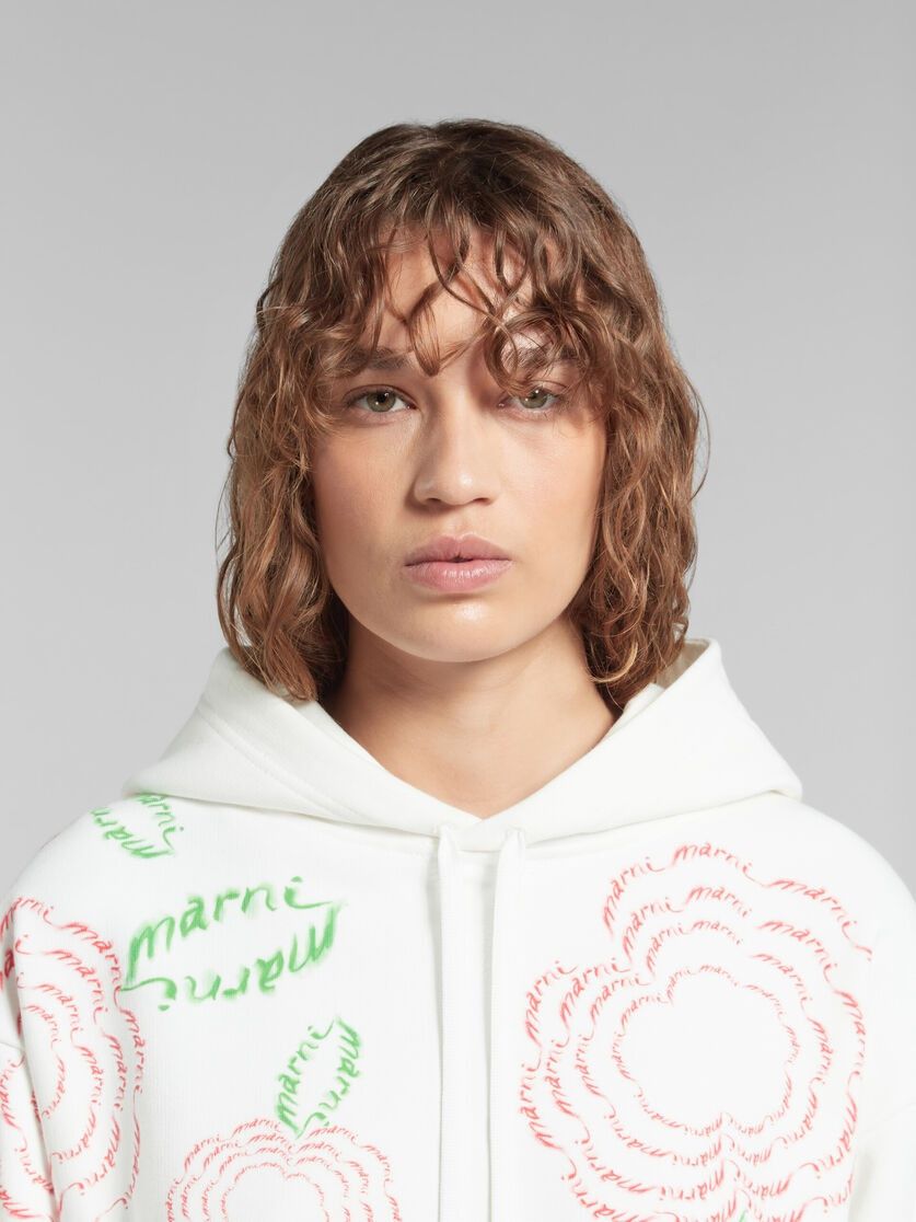 Marni oc11z0525 Cotton Hoodie in White Size S / US 4 / IT 40 - 5 Thumbnail