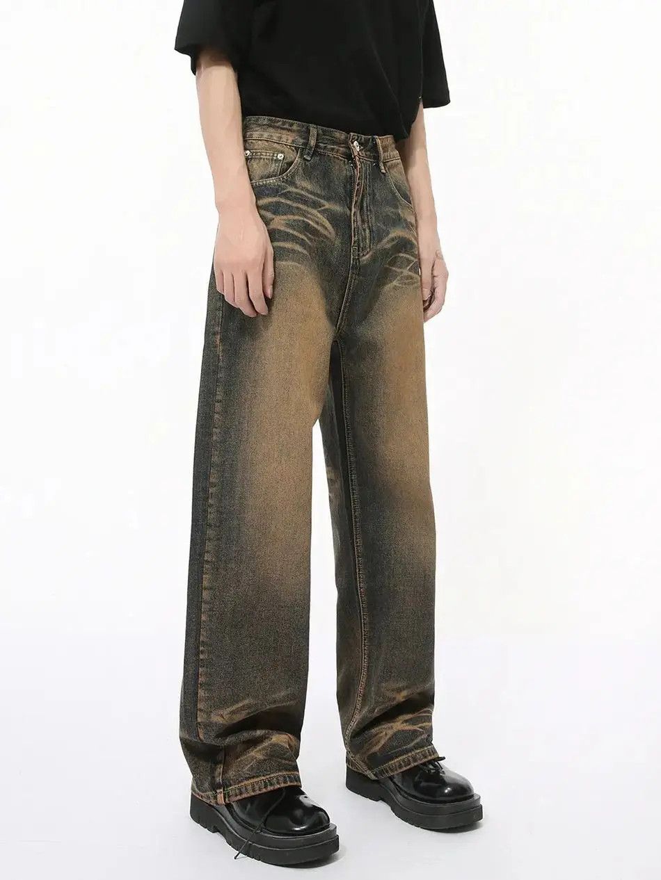 Japanese Brand Retro loose straight leg high street jeans Size US 32 / EU 48 - 3 Thumbnail