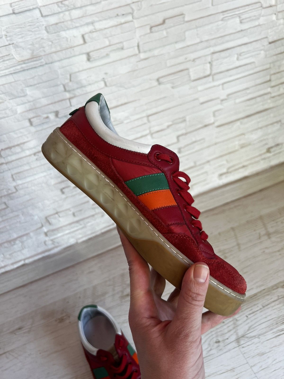 Gucci Gucci Red Suede Nylon Sneakers 494761 Size 38.5 / US 8.5 Size US 8.5 / IT 38.5 - 17 Thumbnail