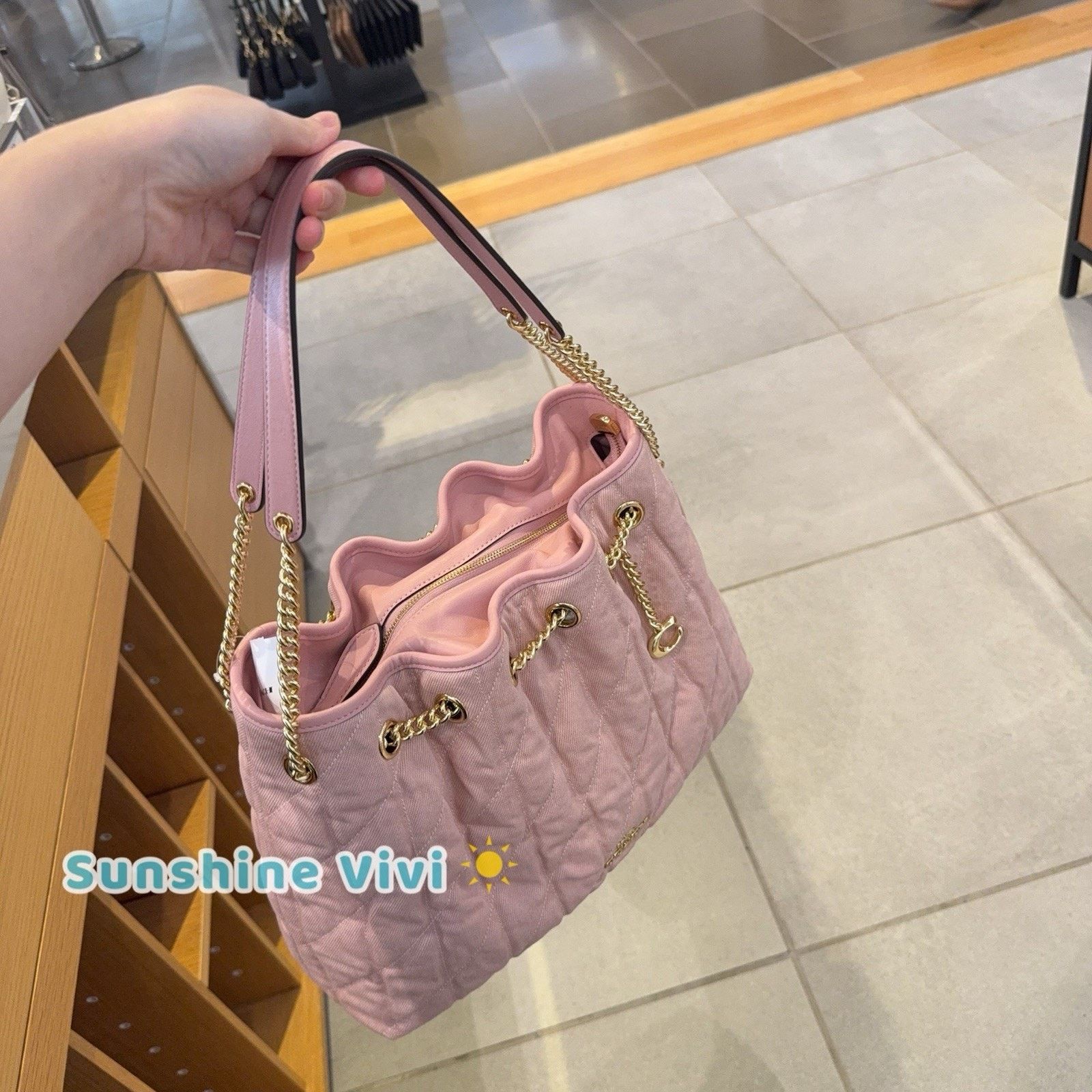 Coach NWT Coach Evelyn Shoulder Bag Loved denim CER79 Light Pink Size ONE SIZE - 2 Thumbnail