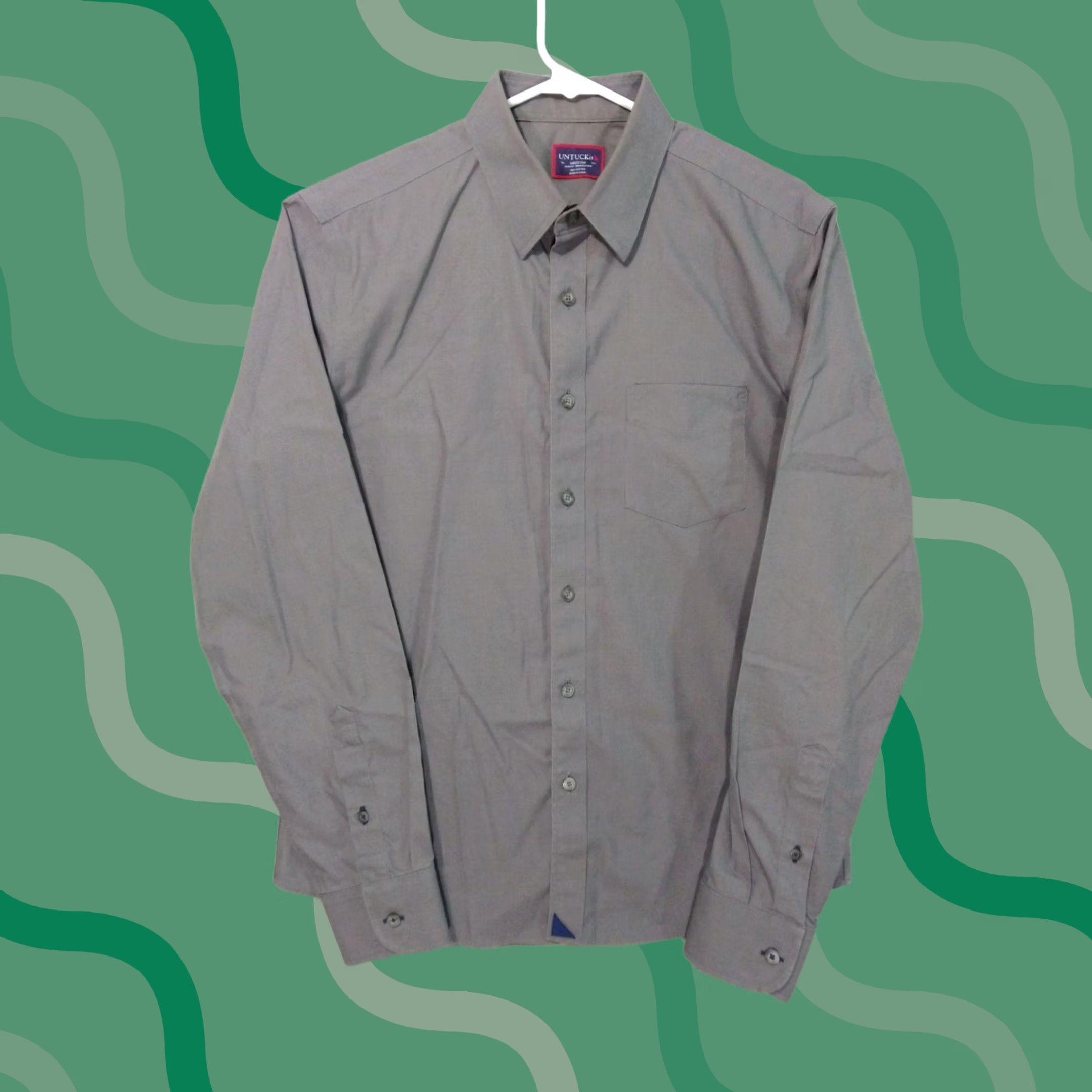 UNTUCKit UNTUCKit Shirt Men Medium Gray Slim Fit Long Sleeve Wrinkle Free Sangiovese Size US M / EU 48-50 / 2 - 1 Thumbnail