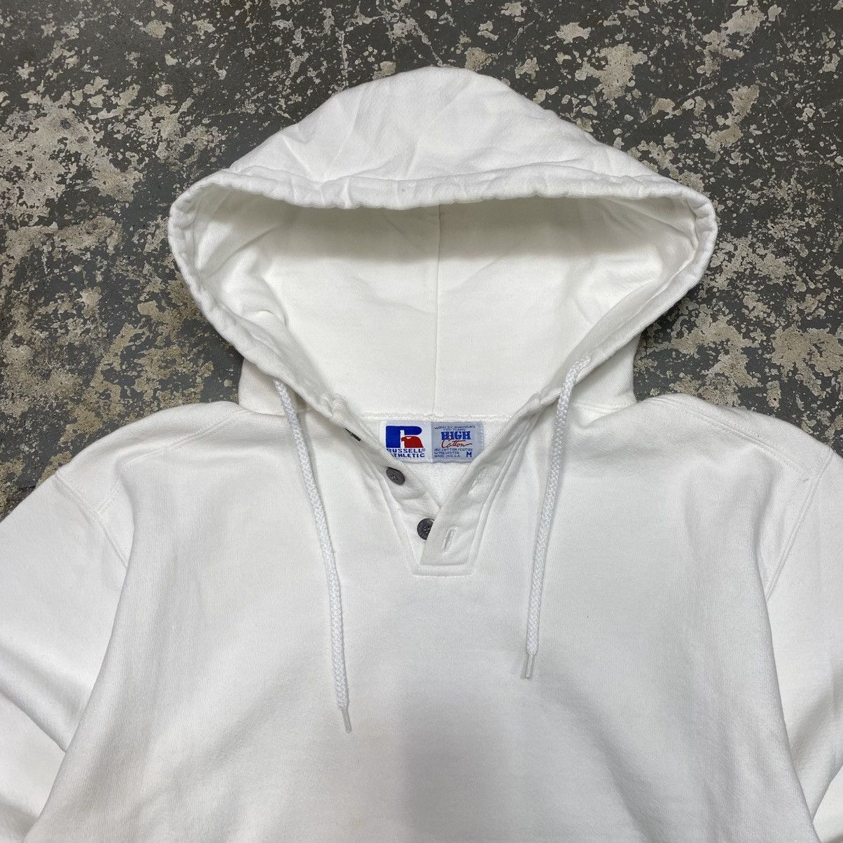 Russell Athletic × Vintage Vintage Russell Athletic White Blank Boxy Hoodie USA Size US M / EU 48-50 / 2 - 3 Thumbnail