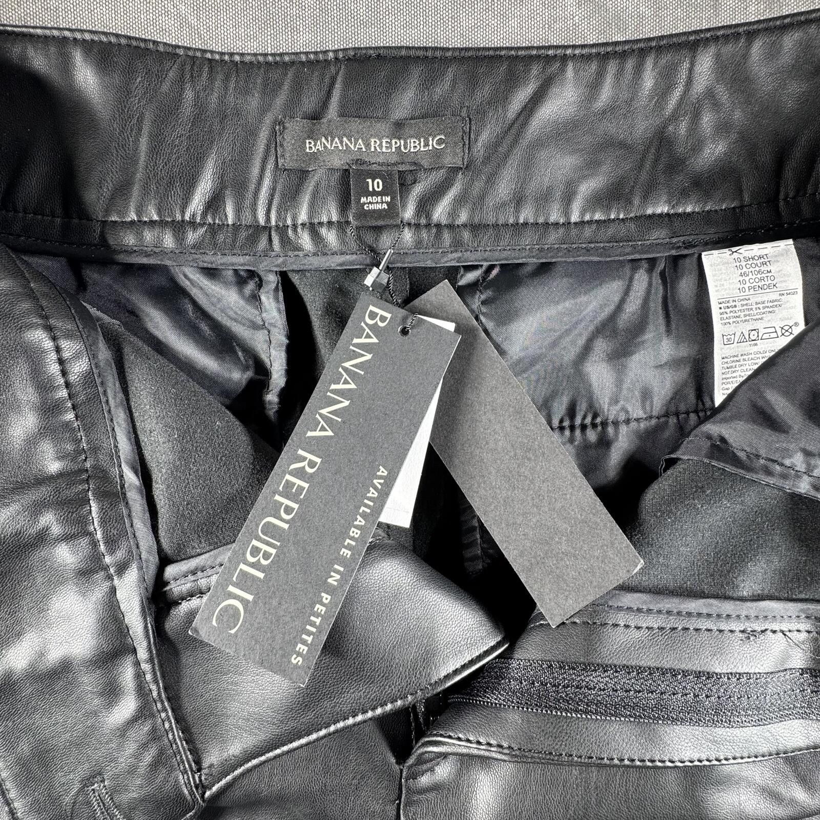 Banana Republic Banana Republic Pants Women's 10 Black Vegan Leather NWT Size 32" / US 10 / IT 46 - 2 Thumbnail