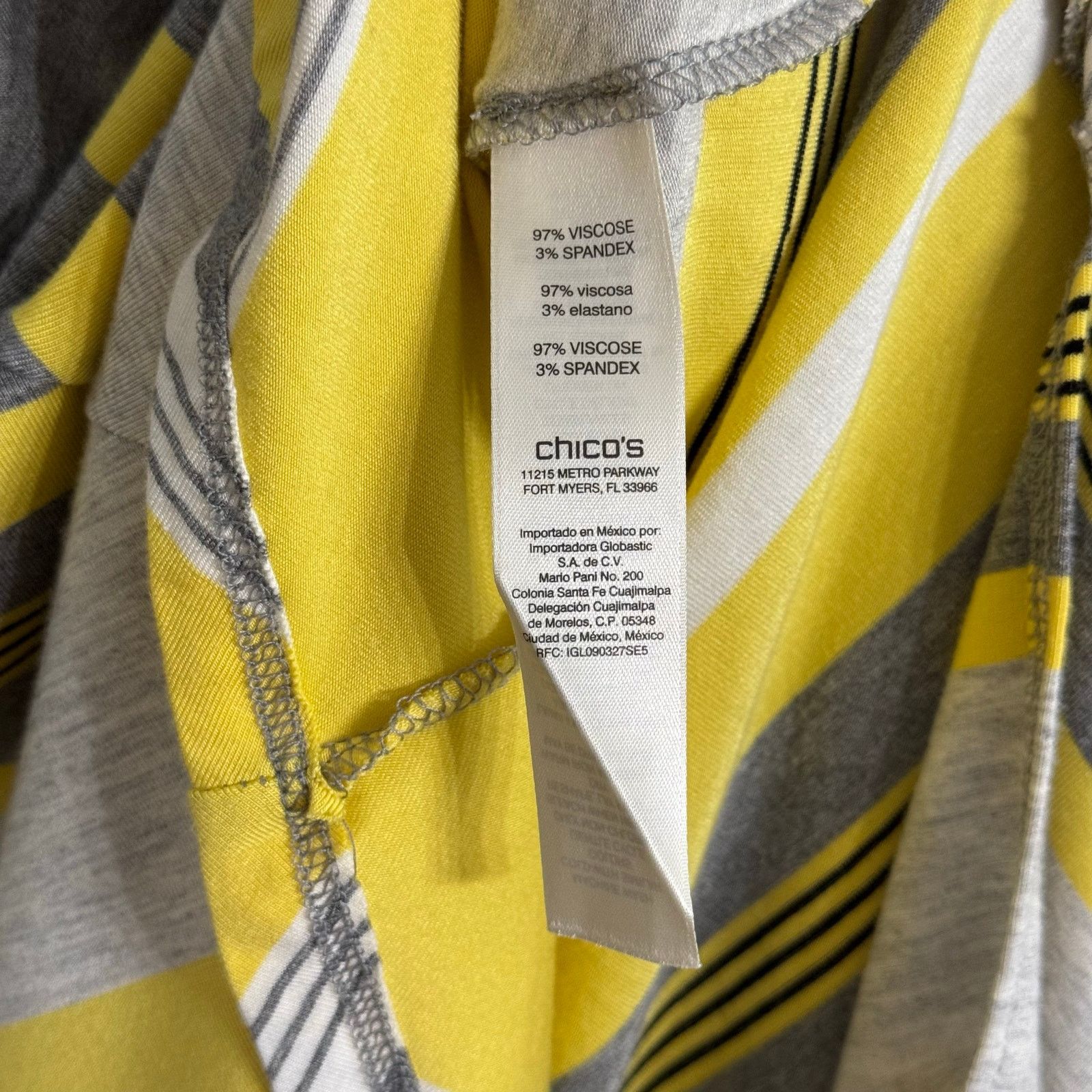 Chicos Chico’s Zenergy Yellow & Gray Striped Tunic Top Size 1 New Size M / US 6-8 / IT 42-44 - 4 Thumbnail