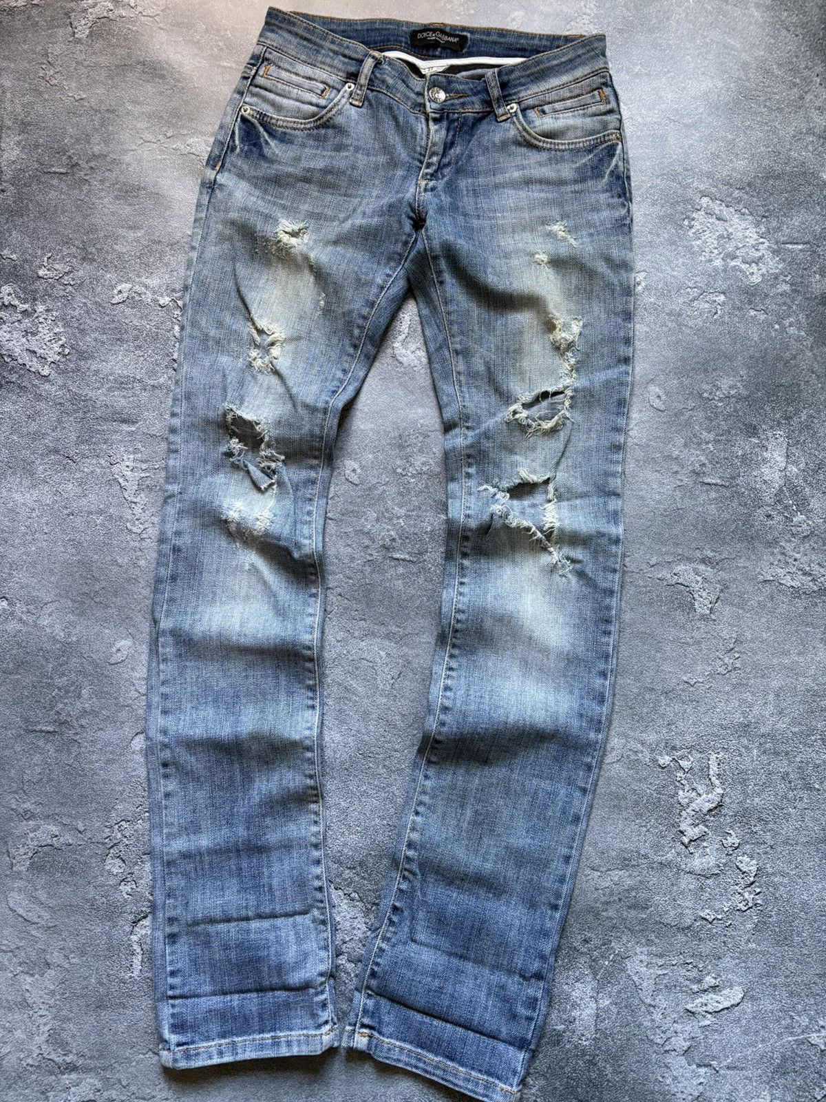 Dolce & Gabbana Vintage Dolce&Gabbana Mickey Mouse Logo Y2K Distressed Jeans Size 27" / US 4 / IT 40 - 7 Thumbnail