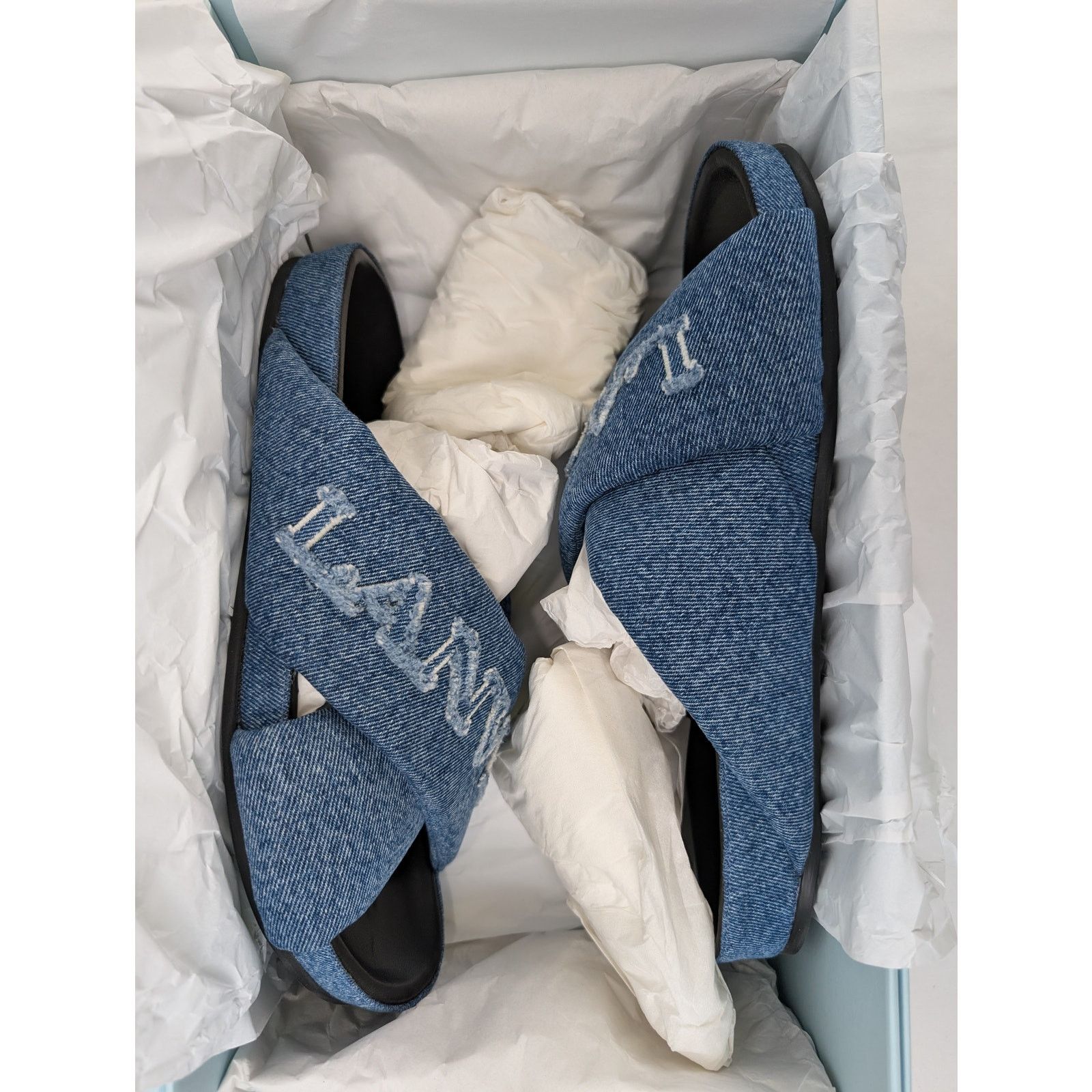 Lanvin o1rshd1 Cross Sandal Slipper with Denim in Blue Size US 11 / EU 44 - 22 Thumbnail