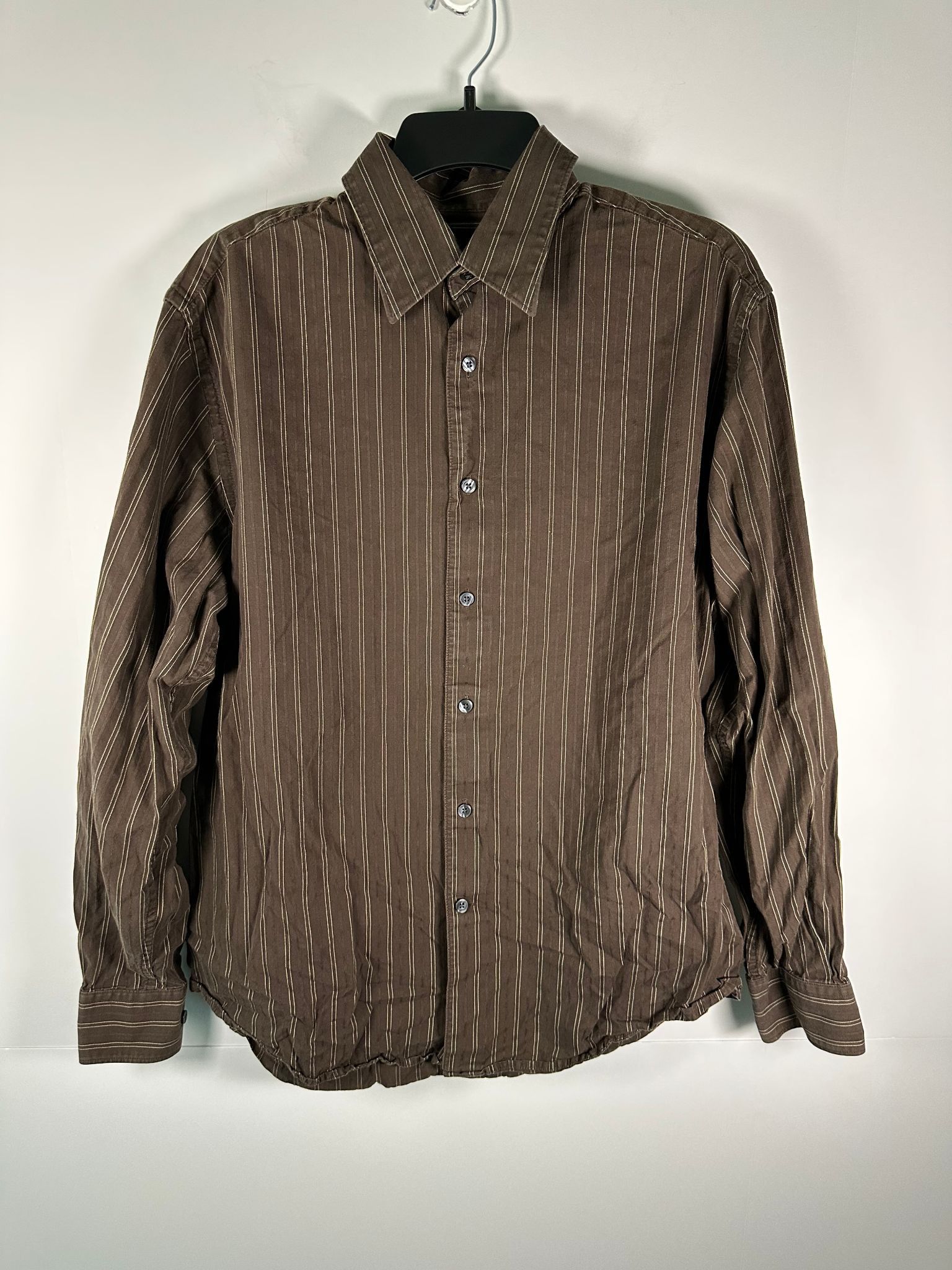 Axist AXIST Shirt Mens L Modern Fit Brown Stripe Long Sleeve Size US L / EU 52-54 / 3 - 1 Thumbnail