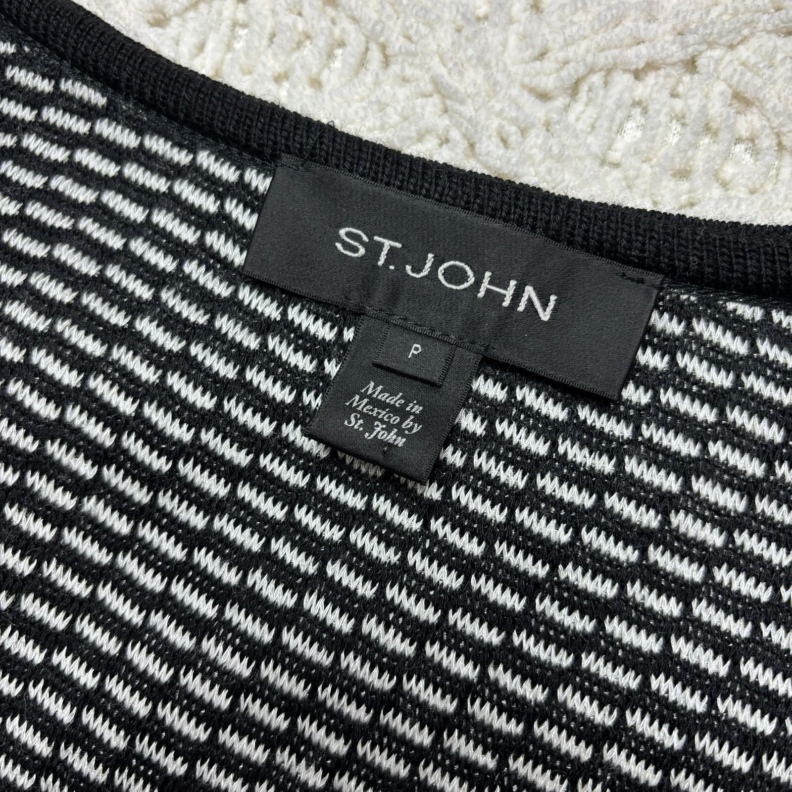 St. John St. John Women's Black & White Geometric Wool Blend Dress Sw Size M / US 6-8 / IT 42-44 - 4 Thumbnail