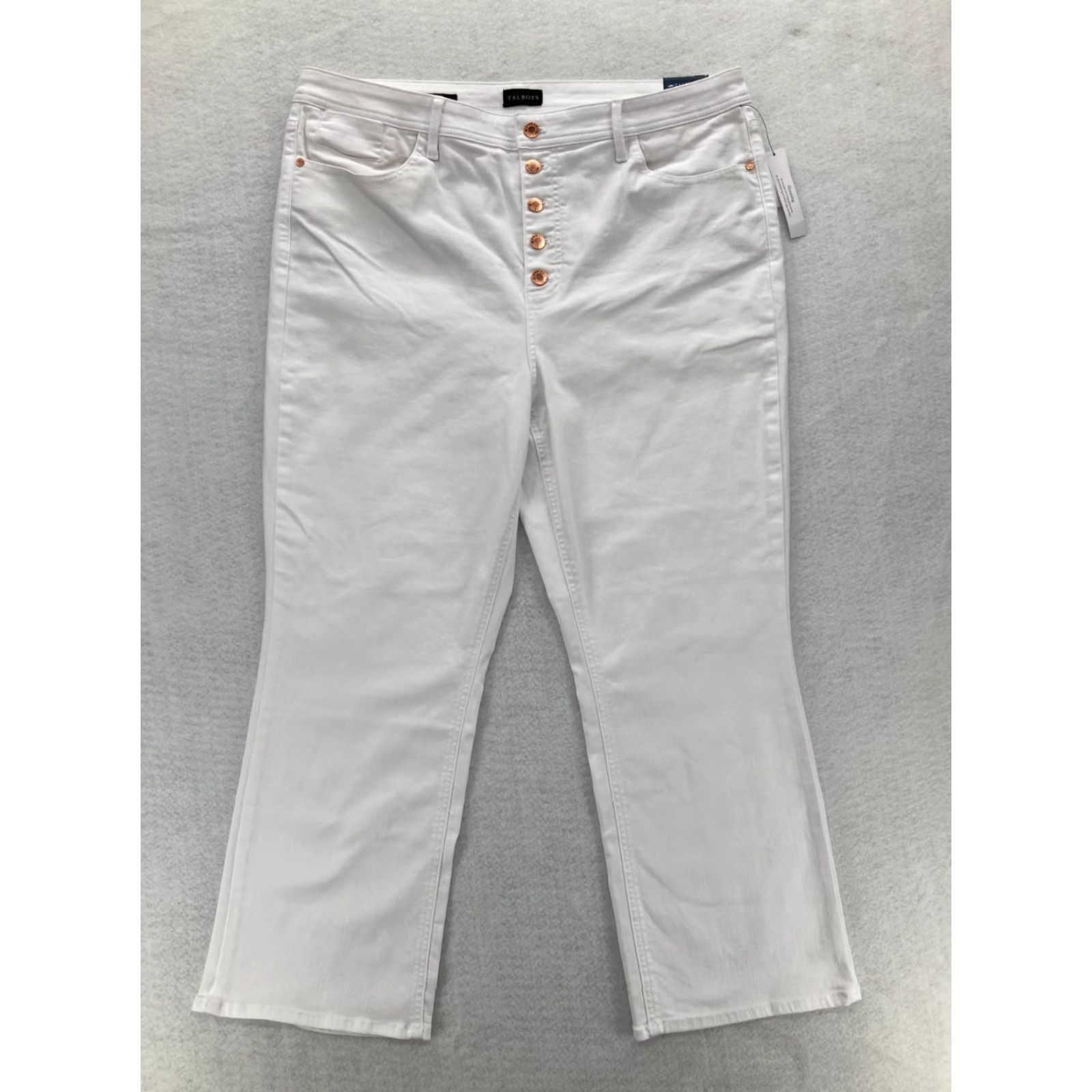 Talbots Talbots Jeans Women's Plus 18 Demi Boot Ankle White Stretch Denim Button Fly NWT Size 40" / US 18 - 2 Thumbnail