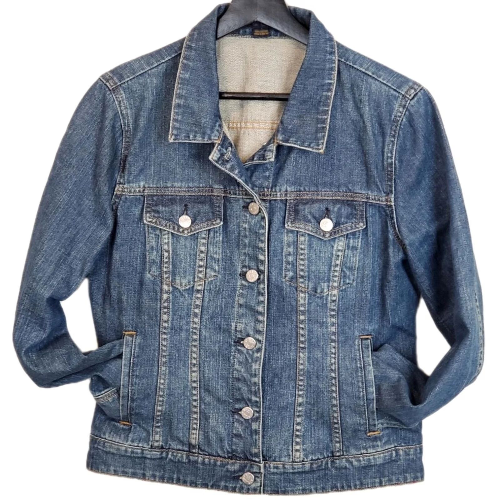 J.Crew J. Crew Denim Trucker Jacket Blue Pockets Women M Classic Jean Shirt/Coat Size 32" / US 10 / IT 46 - 2 Thumbnail
