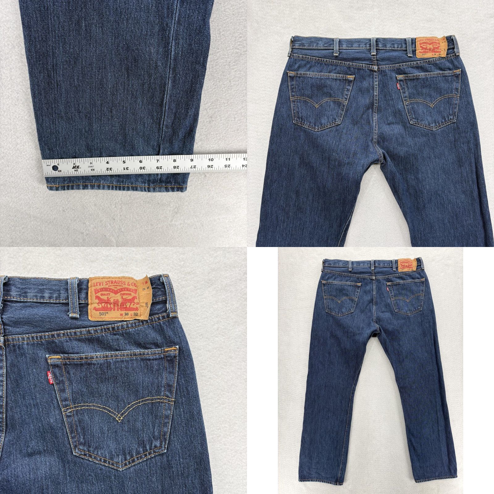 Levi's VINTAGE Levis 501 Jeans Mens 38x32 Blue Dark Wash Button Fly Straight Denim Y2K Size US 38 / EU 54 - 9 Thumbnail