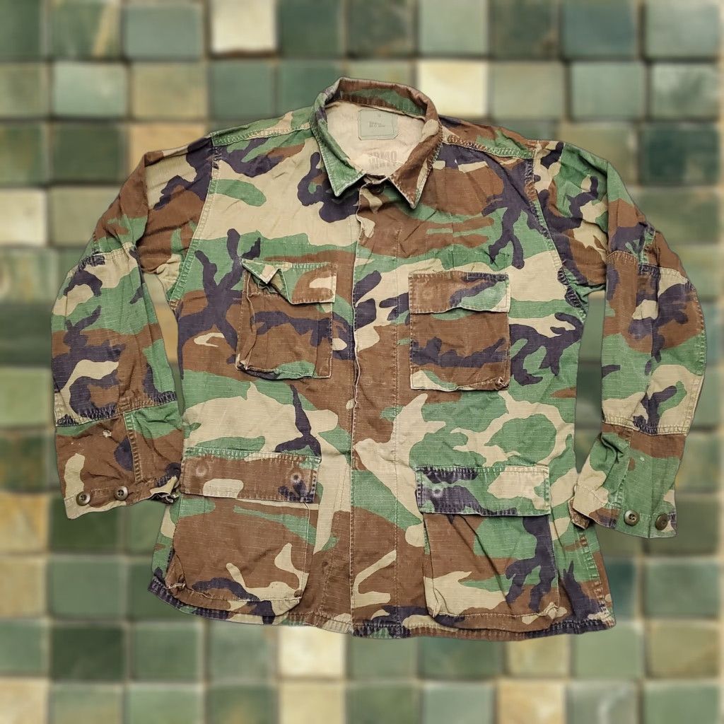Vintage VTG Woodland Camo Shirt Men Medium Regular Camouflage Ripstop Long Sleeve Jacket Size US M / EU 48-50 / 2 - 1 Thumbnail