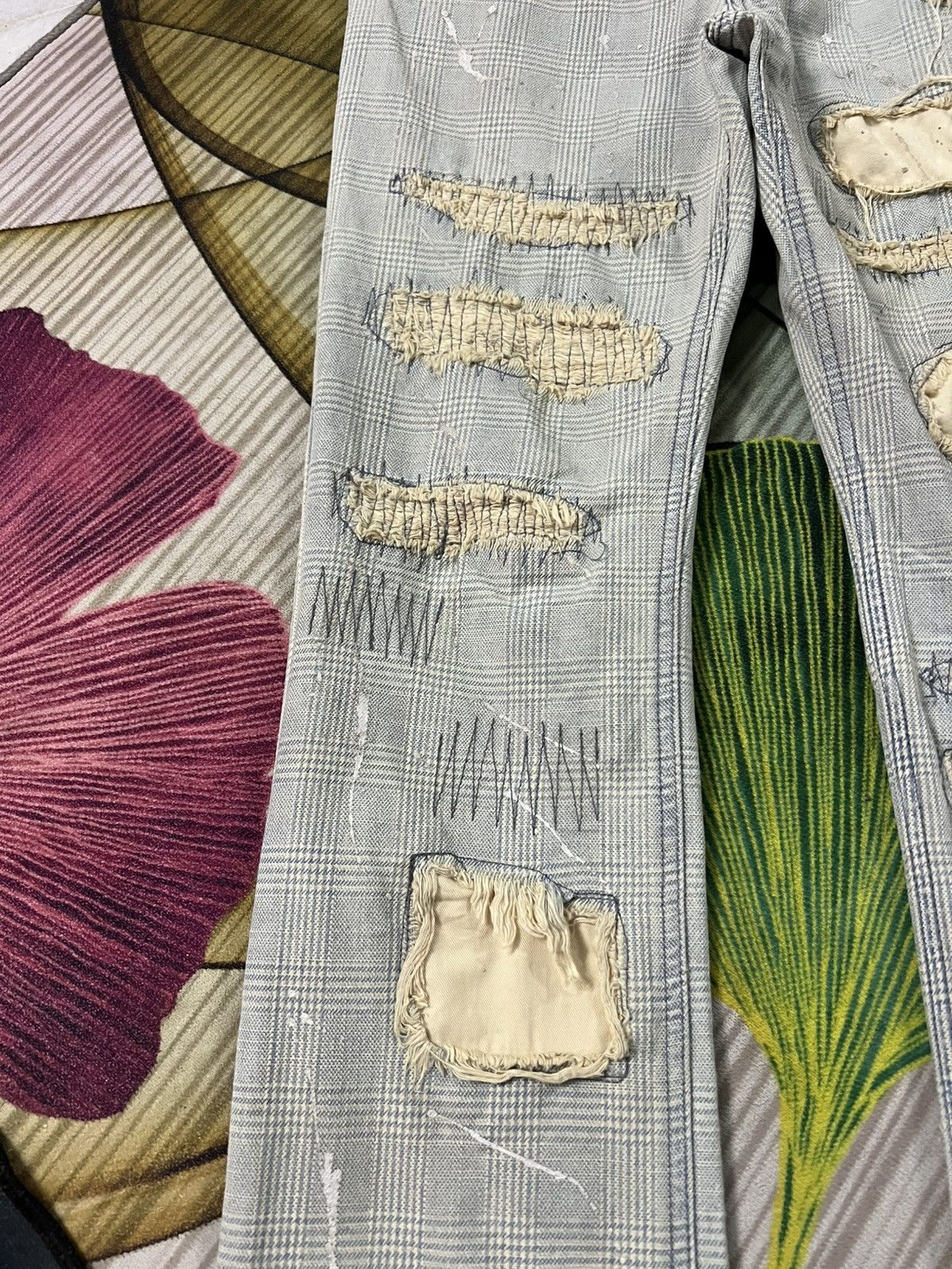 Japanese Brand 💥Flare💥Casva Painted Distressed Rare Jean Size US 31 - 6 Thumbnail