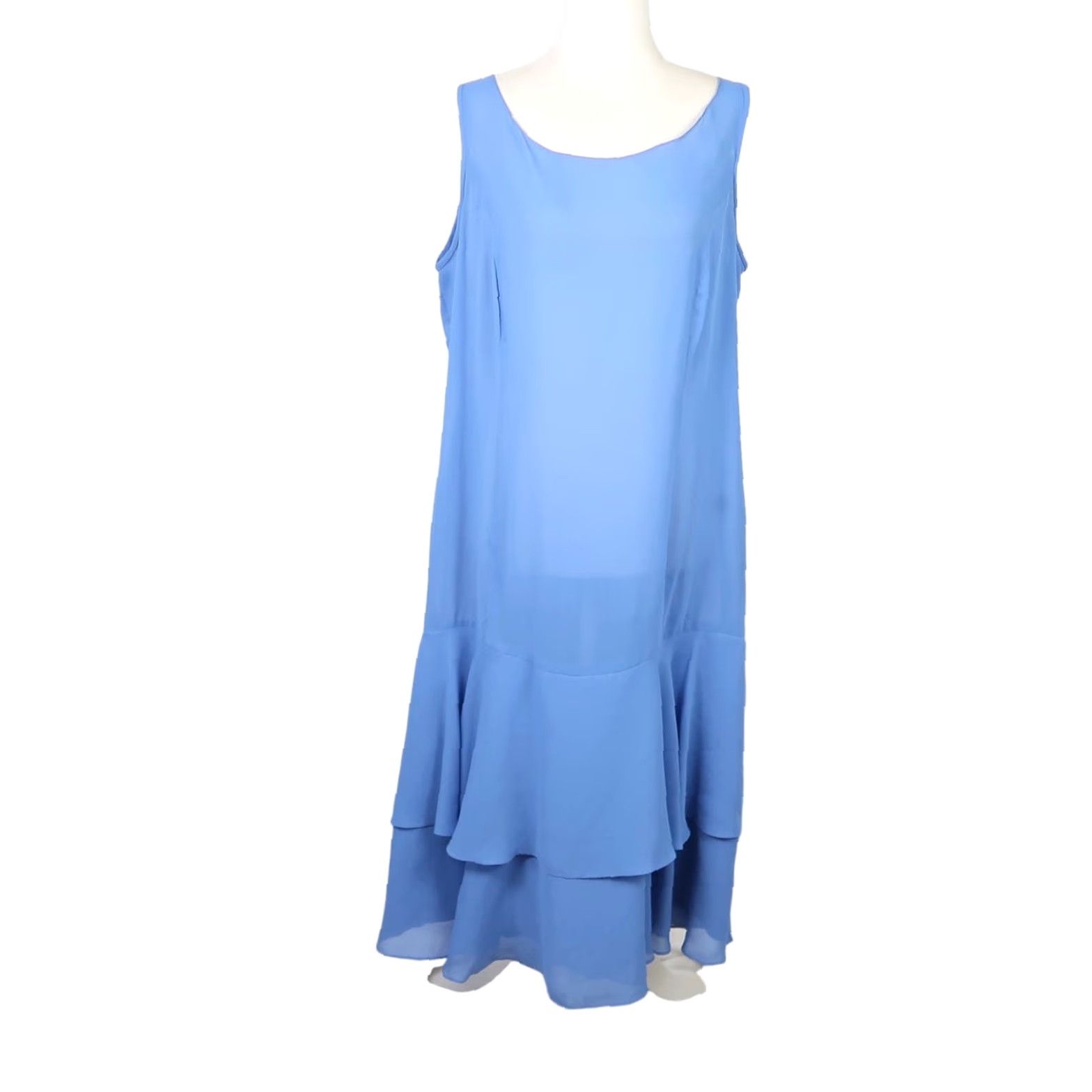 Vintage VINTAGE Miss Elliette MIDI Dress Women 16 Cornflower Blue Sleeveless Zip 80s 70s Party Cocktail Sheer Polyester Size XXL / US 16-18 / IT 52-54 - 2 Thumbnail