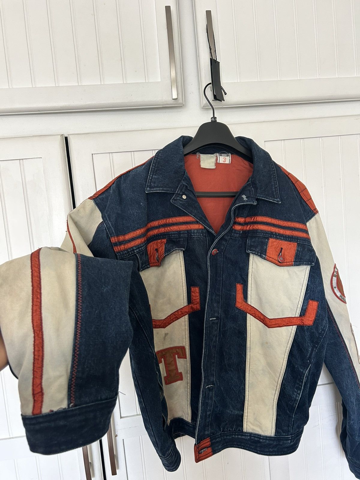 Other Vintage baseball Denim Jacket Patchwork 23 Y2K Distressed Size US L / EU 52-54 / 3 - 4 Thumbnail
