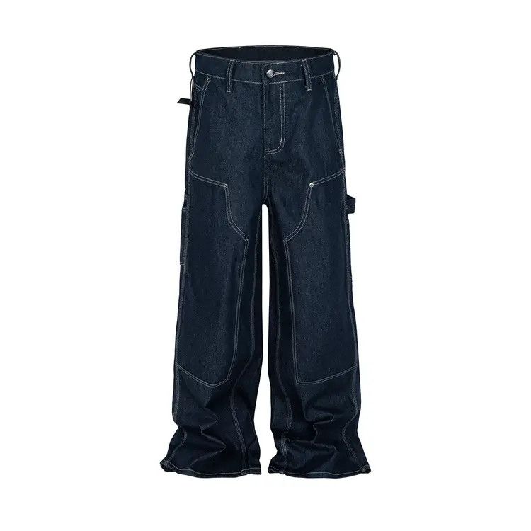 Japanese Brand × Jean High Street Clean Fit Multi Pockets Dark Blue Baggy Jeans Size US 32 / EU 48 - 7 Thumbnail