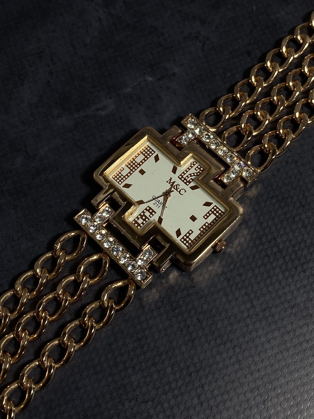 Jewelry Vintage M&C Gold Plated Watch with Crystal Details✨ Size ONE SIZE - 8 Thumbnail