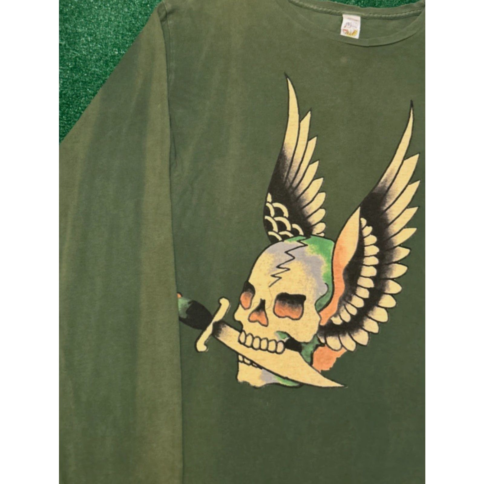 Ed Hardy VINTAGE Ed Hardy Skull Tattoo Long Sleeve Shirt Mens XL Green Grunge 90s 1990s Y2K Punk Tattoo Shirt Mens XL Size US XL / EU 56 / 4 - 3 Thumbnail