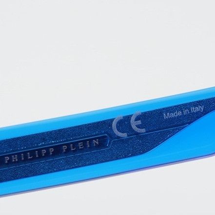 Philipp Plein Philipp Plein SPP044M 0AGQ Sunglasses Blue Rectangle Frame Size ONE SIZE - 4 Thumbnail