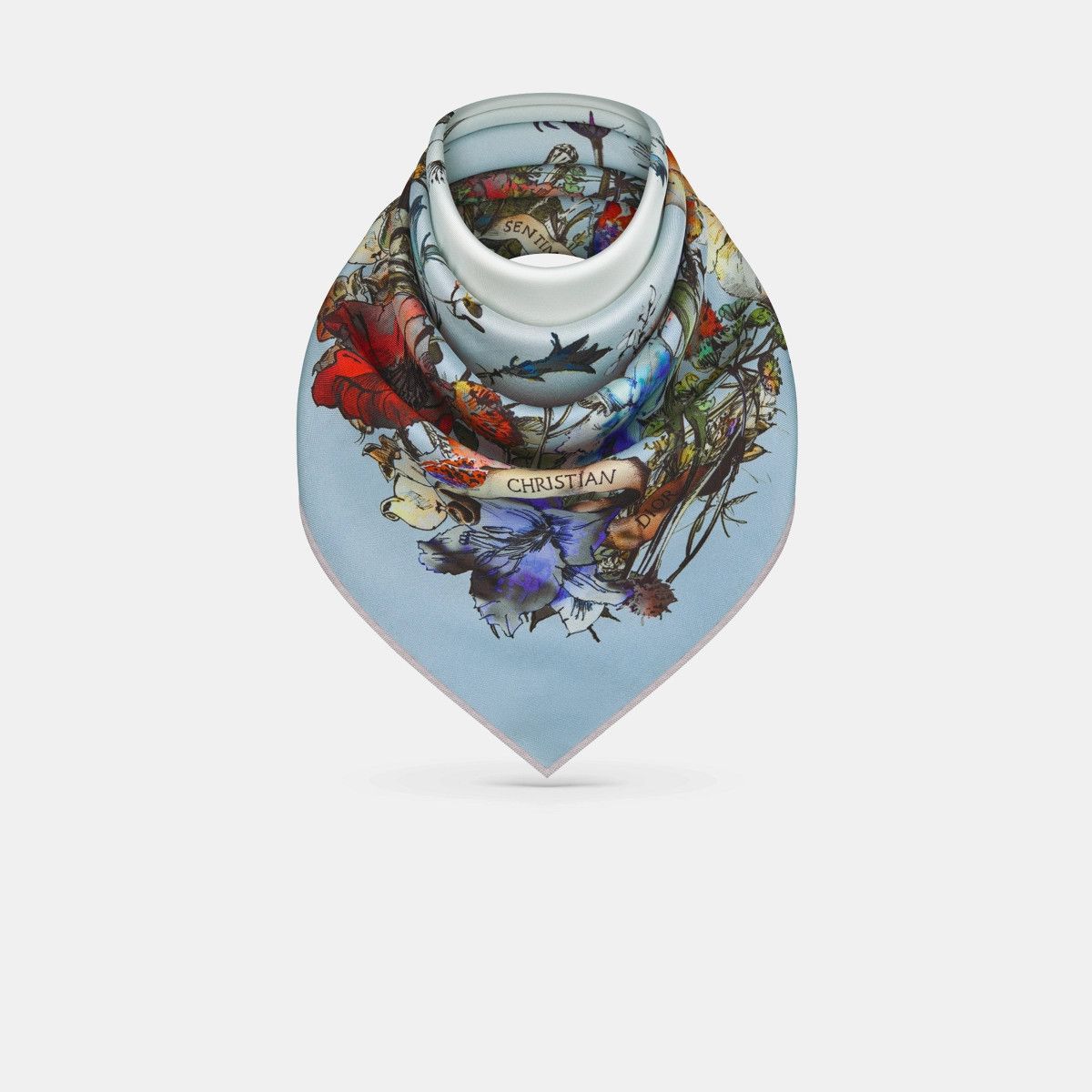 Dior o1bcso1str0226 Size:OS/70 Square Scarf in Sky Blue Size ONE SIZE - 3 Thumbnail