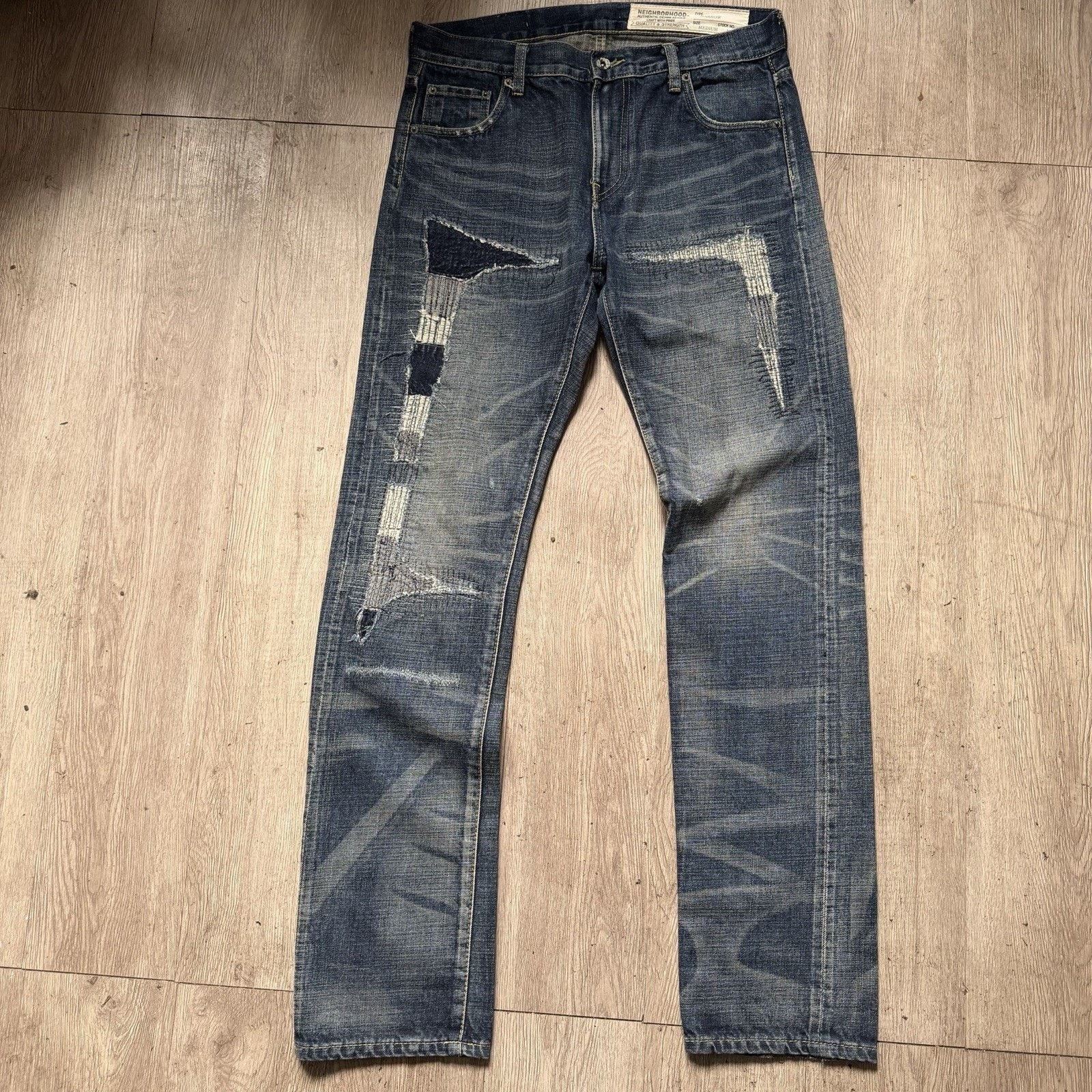 Neighborhood NEIGHBORHOOD Denim Jeans Distressed Studded MEDIUM Selvedge Size US 34 / EU 50 - 1 Thumbnail