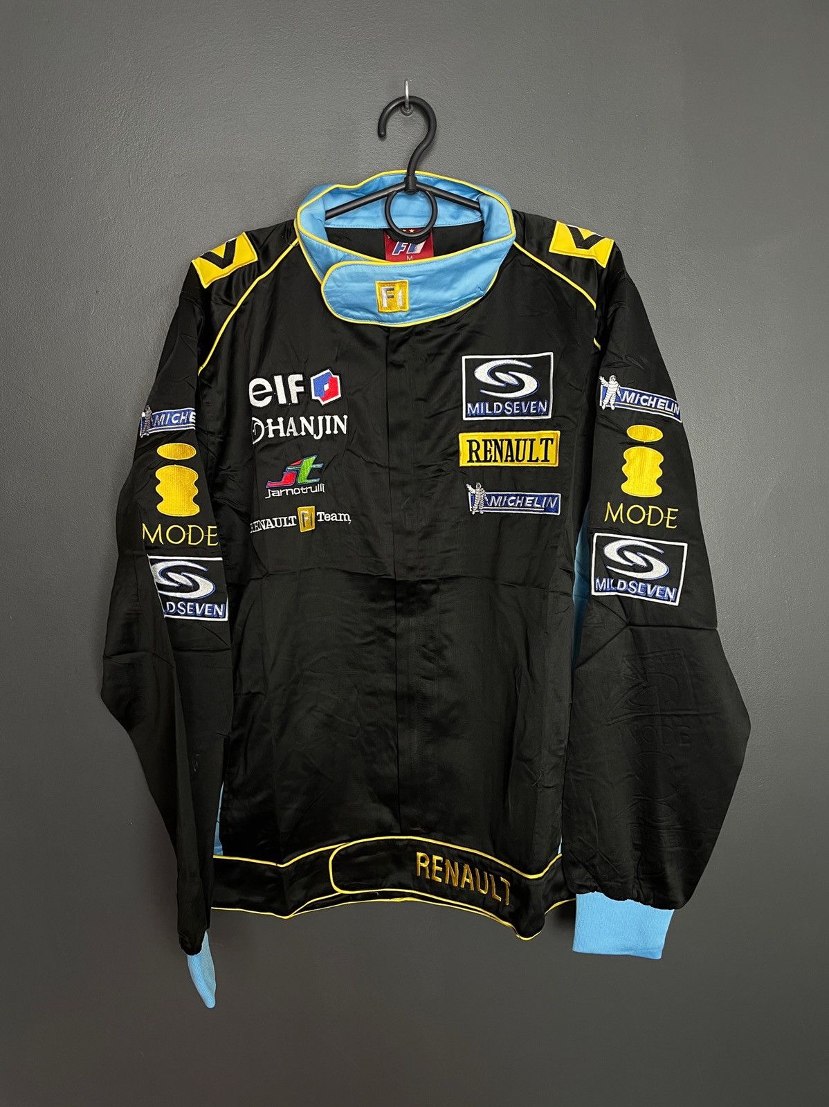 image of Formula Uno x Racing Renault F1 Team Racing Jacket in Black, Men's (Size Medium)