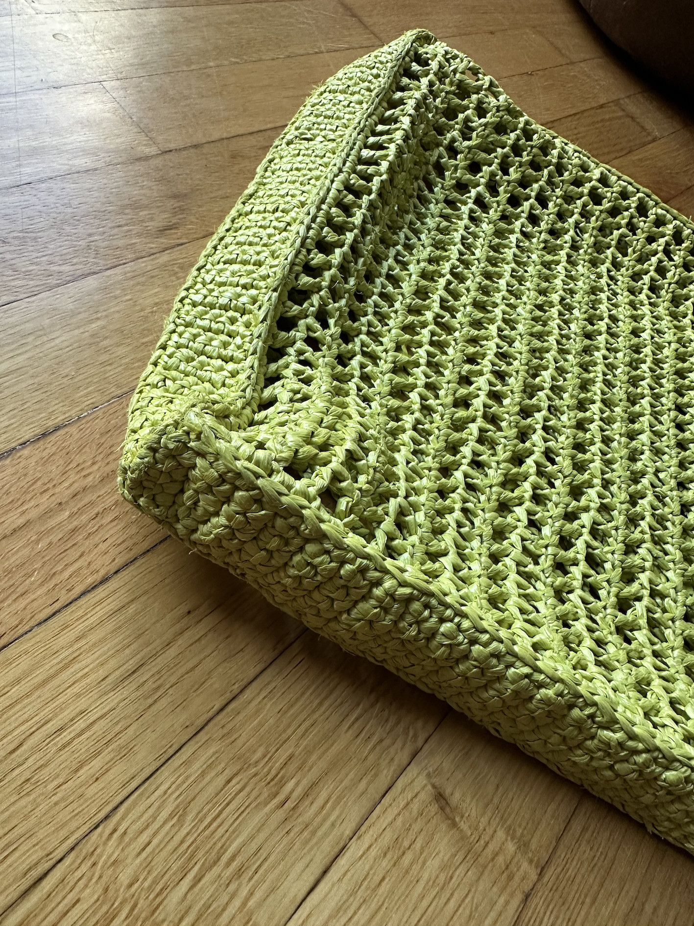 Prada PRADA crochet raffia triangle logo tote bag - lime green Size ONE SIZE - 10 Thumbnail