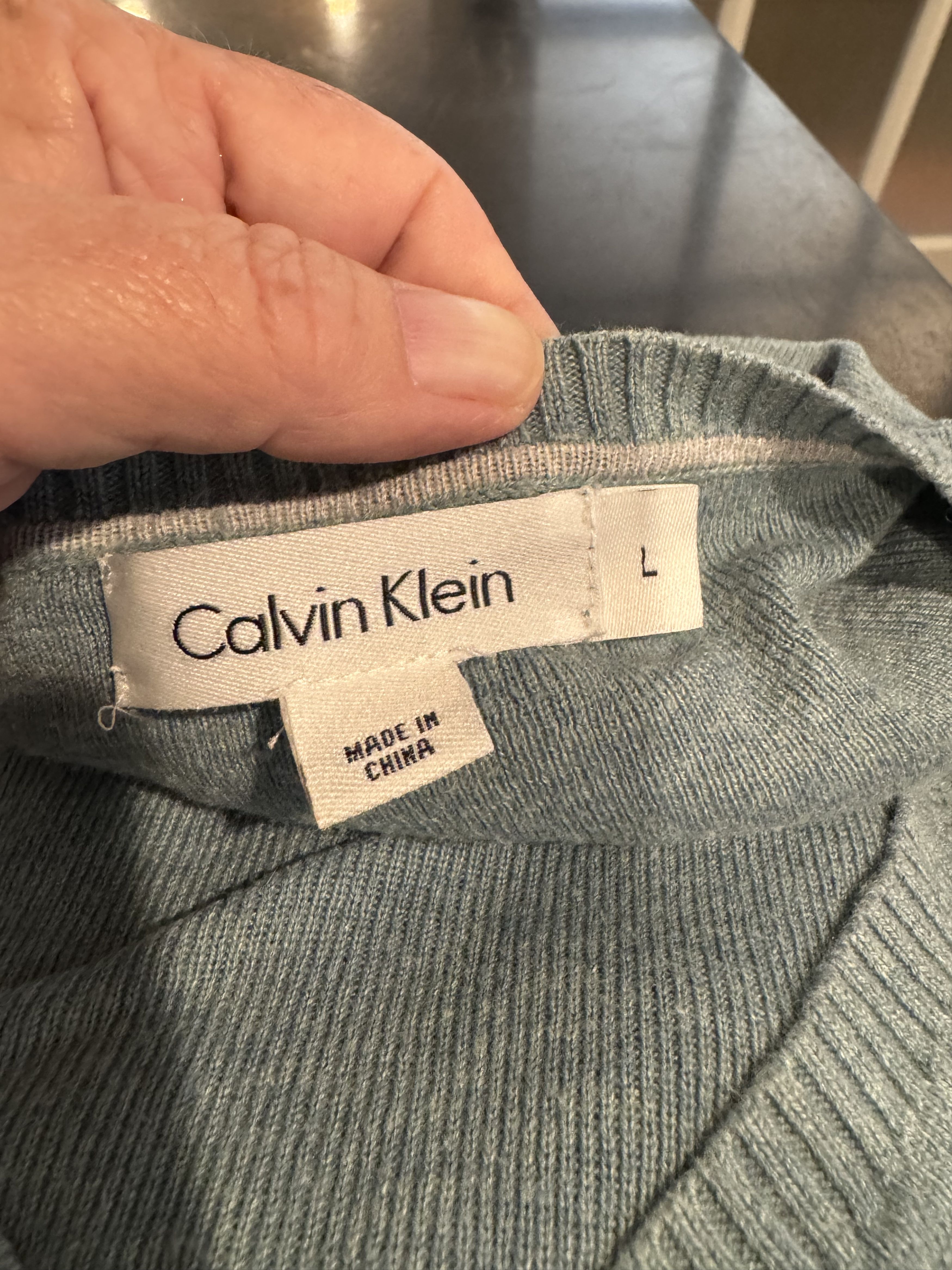 Calvin Klein Calvin Klein Light Blue Cotton Sweater. Size L Size US L / EU 52-54 / 3 - 3 Thumbnail