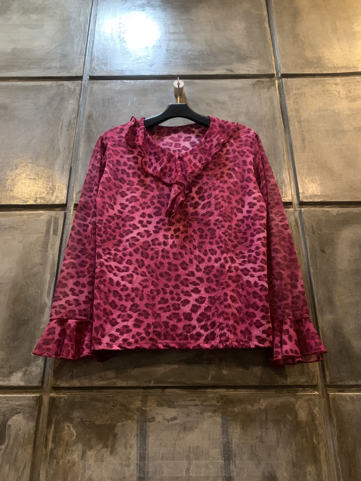 Japanese Brand Gothic Pink Leopard See Through Mesh Top Size M / US 6-8 / IT 42-44 - 1 Thumbnail
