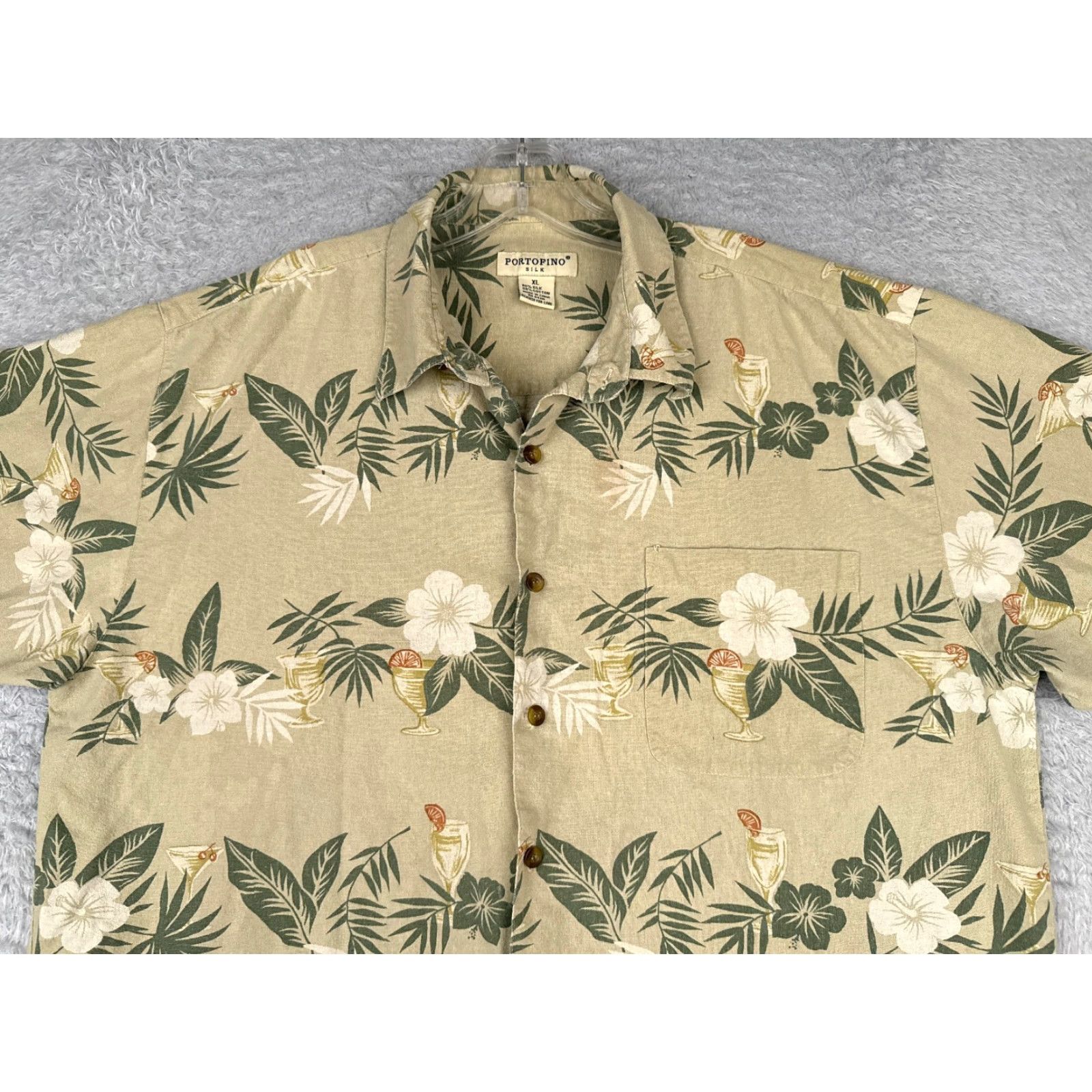 Vintage Portofino Shirt Portofino Shirt Hawaiian Shirt Extra Large Green Floral Cocktail Silk Blend Button-Up Men’s Shirt Aloha Hawaiian Floral Size US XL / EU 56 / 4 - 4 Thumbnail