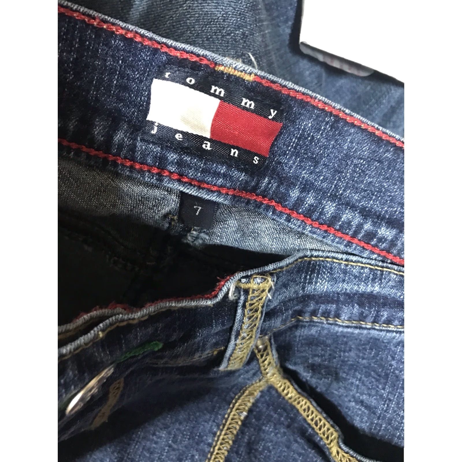 Tommy Hilfiger VINTAGE Tommy Hilfiger Jeans Women's Size 7 Dark Wash Stretch Straight Denim Blue" Size 28" / US 6 / IT 42 - 3 Thumbnail