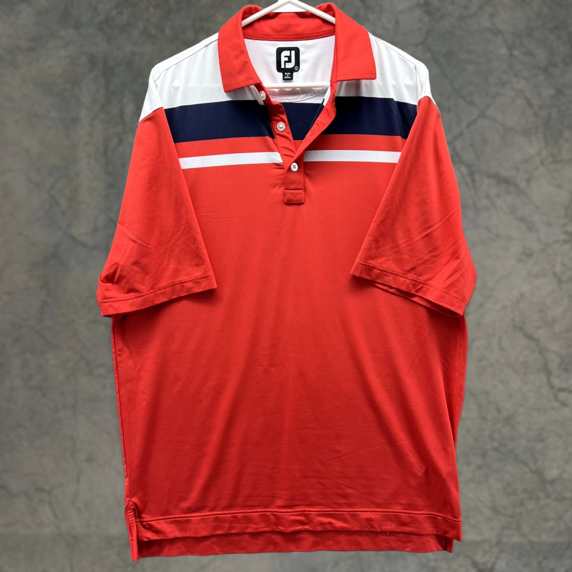 Footjoy FootJoy Polo Shirt Mens Large Red Stripe Golf Stretch Short Sleeve Performance Polo Shirt Size US L / EU 52-54 / 3 - 1 Thumbnail