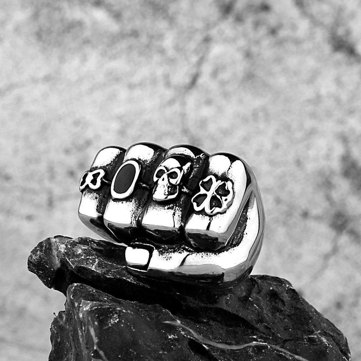 Vintage Fist Skull Neo-Gothic Ring Size 44 - 4 Thumbnail