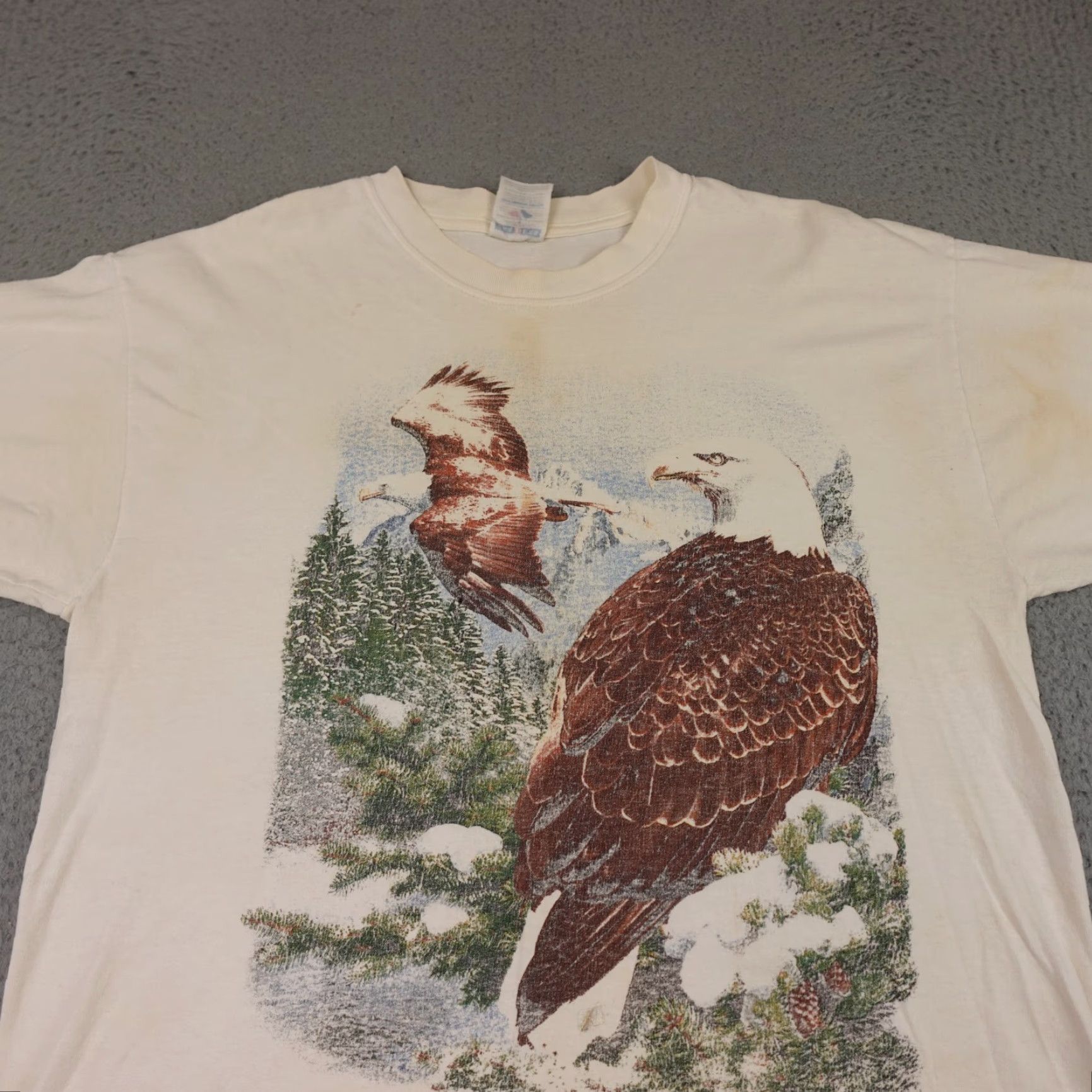 Jerzees VINTAGE Jerzees Eagle Shirt Mens XL Short Sleeve Graphic 90s Nature White Cotton T-Shirt Size US XL / EU 56 / 4 - 3 Thumbnail