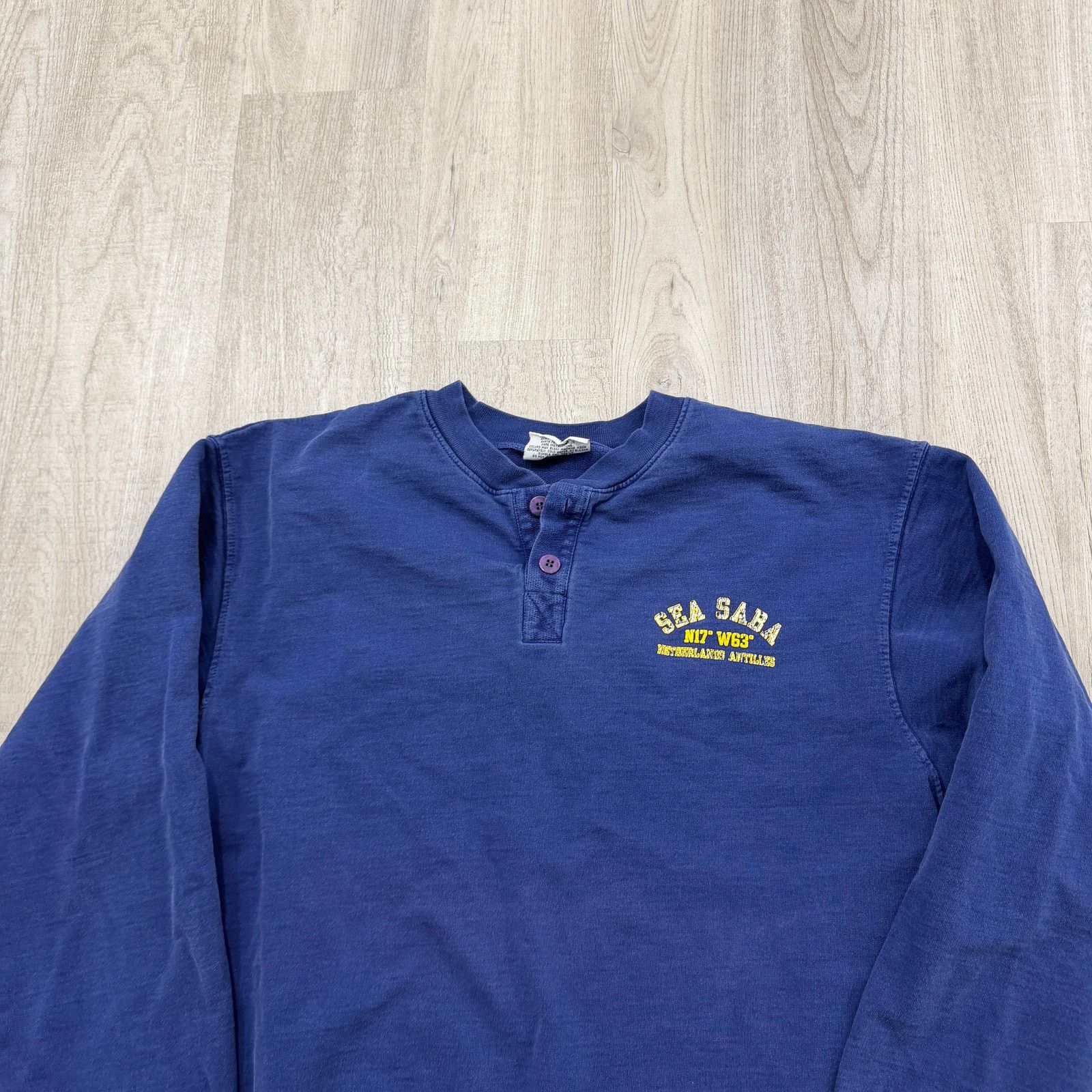 Vintage Vintage Sea Saba Heavyweight Henley Shirt Men's Large Blue Size US L / EU 52-54 / 3 - 2 Thumbnail