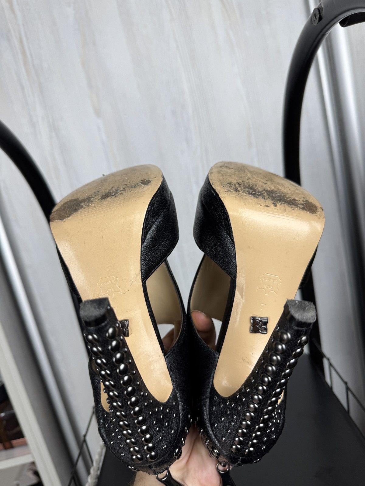Bcbgmaxazria × Genuine Leather BCBG MaxAzria ILMA Black leather Heels Size US 7 / IT 37 - 17 Thumbnail
