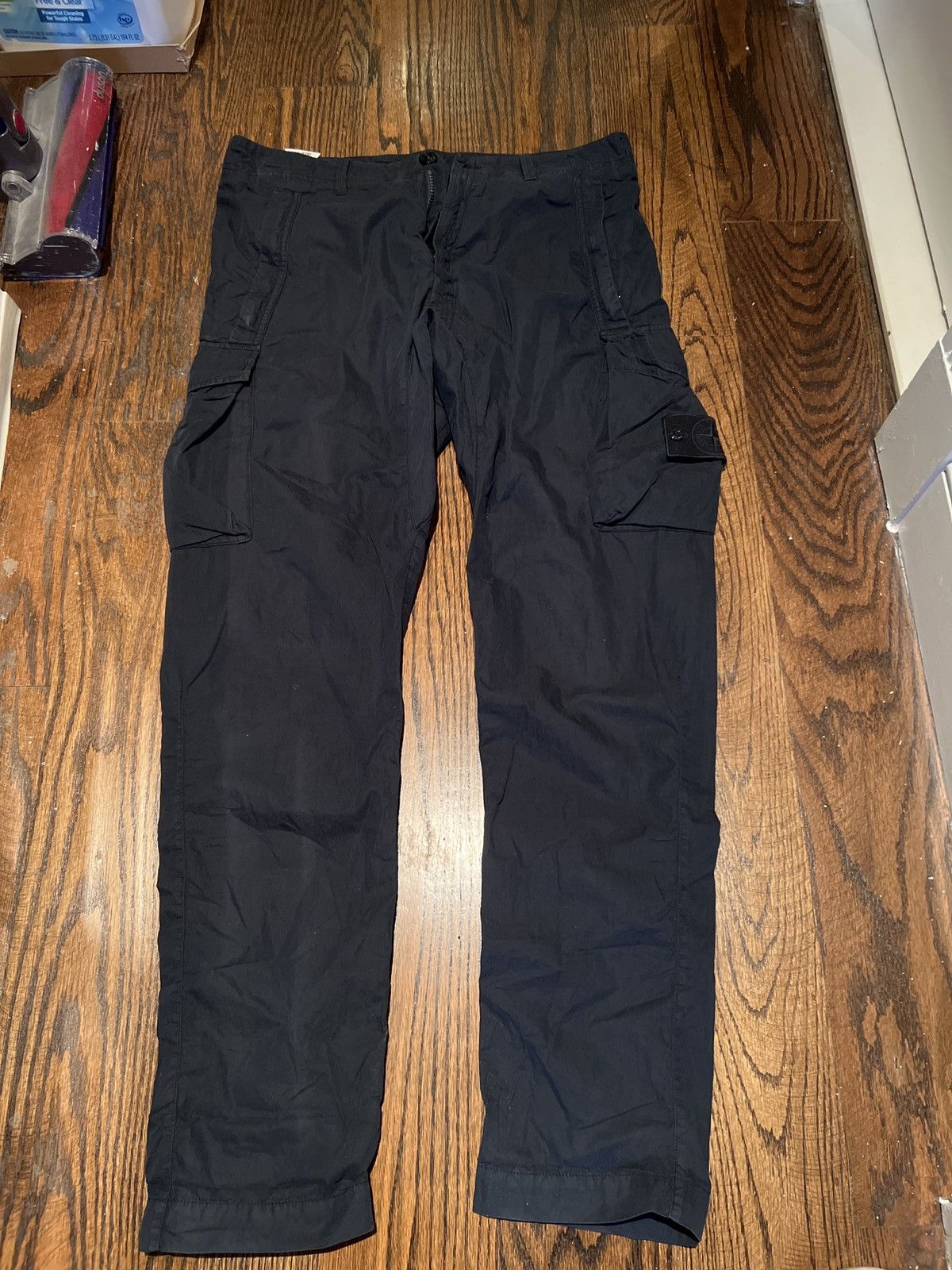 image of Stone Island Ghost Navy Cargo Pants, Men's (Size 31)