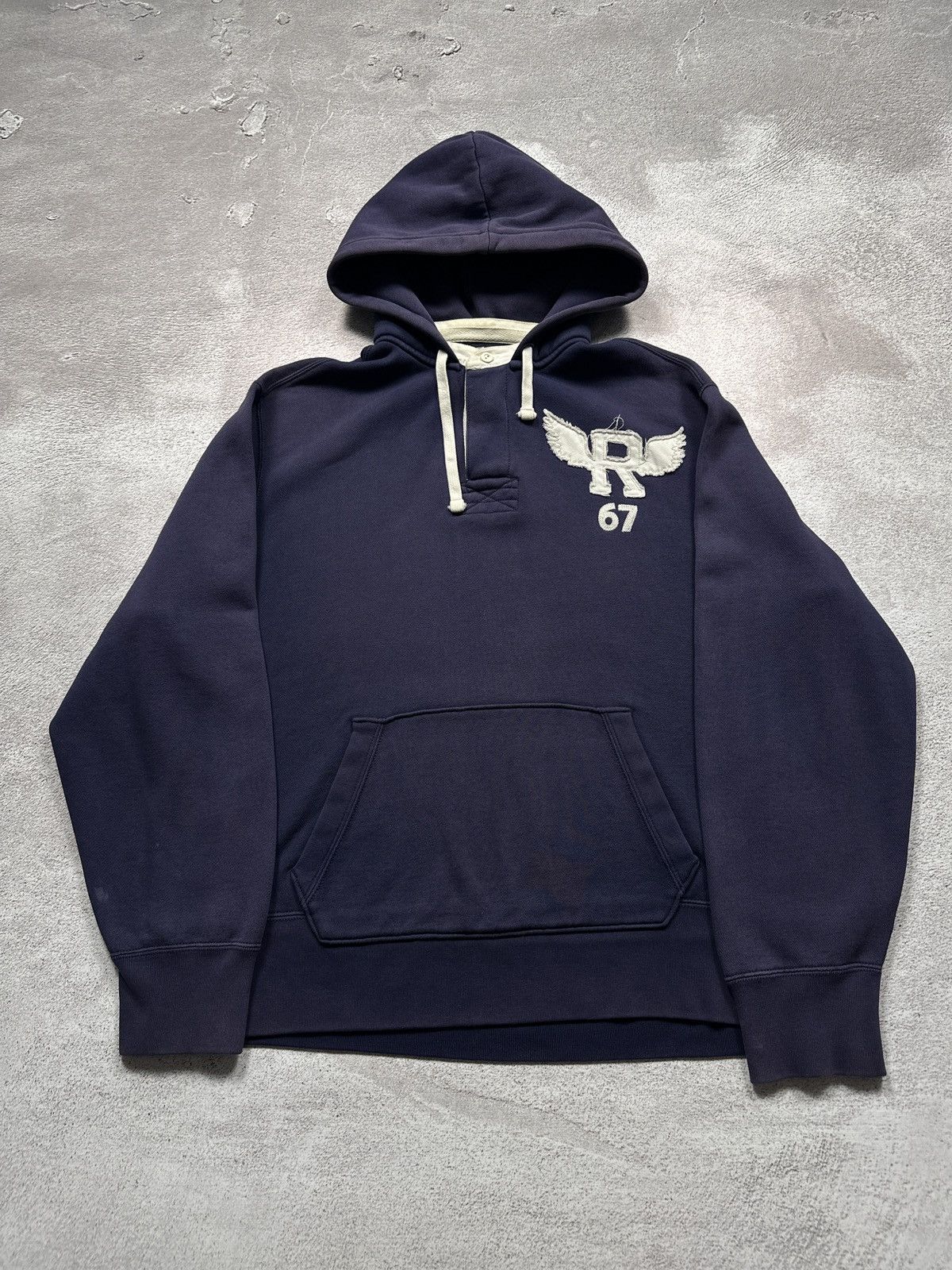 Vintage 90s Polo Ralph Lauren R Wing Faded Hoodie Sweatshirt