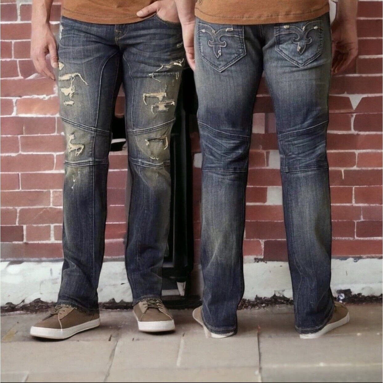 image of Rock Revival Phiox Slim Straight Stretch Denim Jeans 28X32 in Blue, Men's