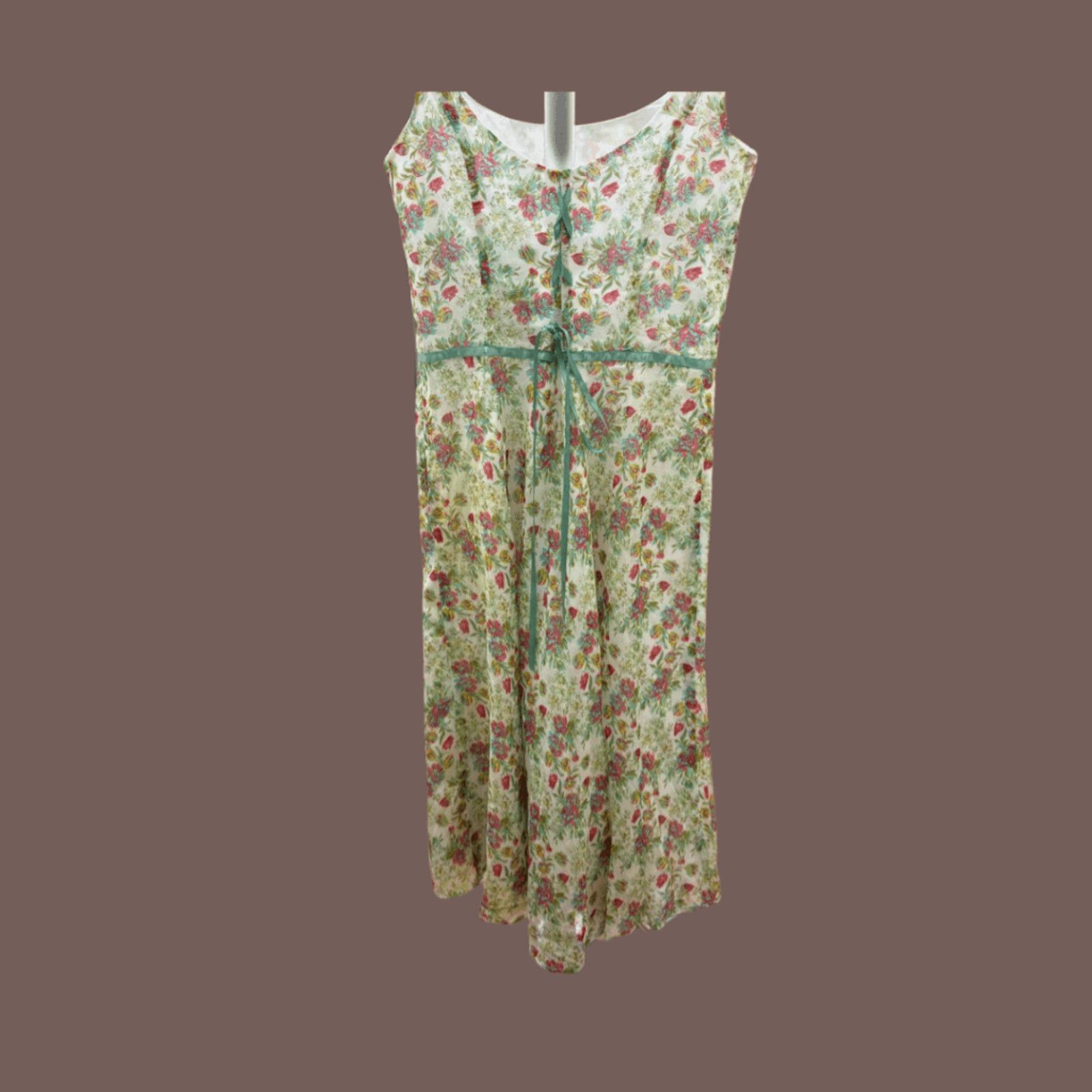 Vintage VTG Floral Midi Dress | Shoshanna Ribbon Tie | Y2K Coquette Size S / US 4 / IT 40 - 1 Thumbnail