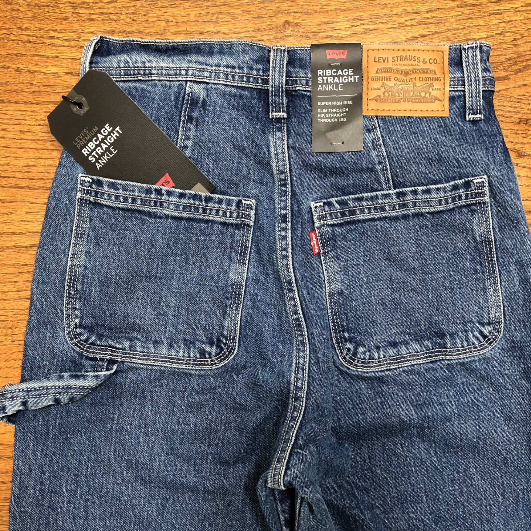 Levi's Levi's Premium Ribcage Straight Carpenter Denim Jeans 26 Womens Blue 27in Inseam 5-Pocket Regular Fit Utility Loop NWT Size 26" / US 2 / IT 38 - 3 Thumbnail