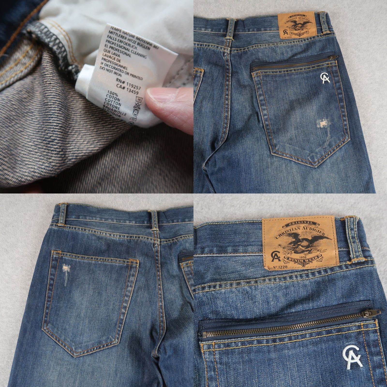 Denime VINTAGE Christian Audigier Denim Jeans Size 34x32 Straight Leg Distressed Mens Jeans Casual Blue 5-Pocket Mens Vintage USA Cotton Stretch Regular Size US 34 / EU 50 - 10 Thumbnail