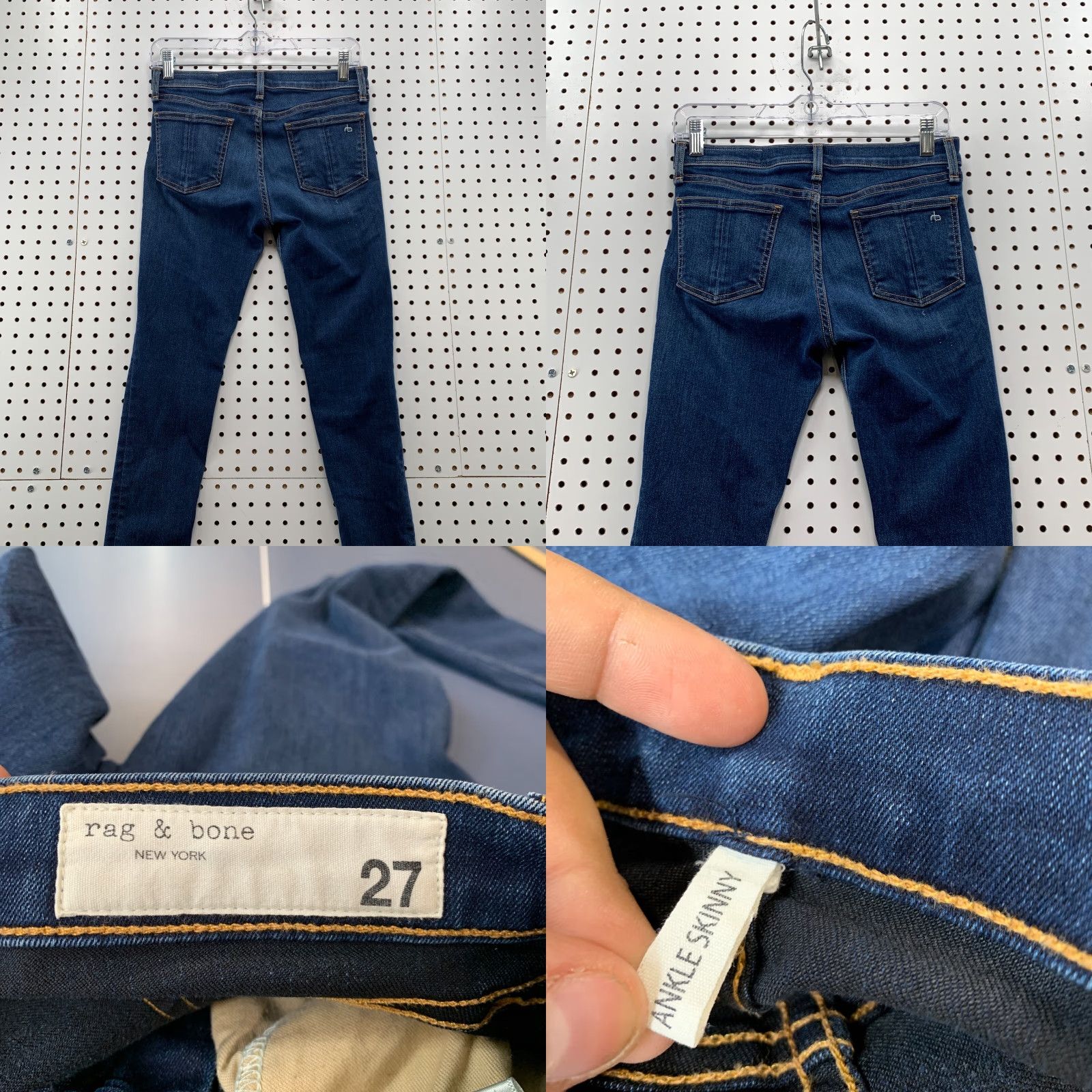 Rag & Bone rag & bone Skinny Ankle Denim Jeans Womens Size 27 Blue Stretch fits 28x27 Denim Jeans Womens 27 Rag & Bone Skinny Ankle Blue Stretch Womens 27 Size 27" / US 4 / IT 40 - 8 Thumbnail