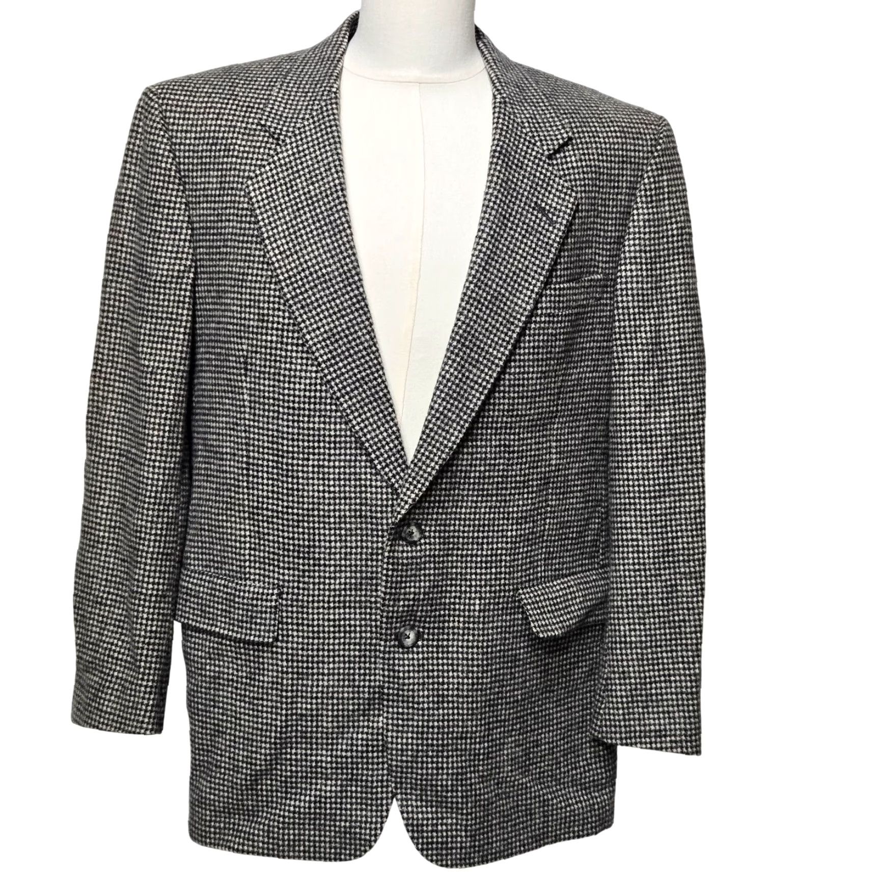 Hart Schaffner Marx Hart Schaffner Marx Blazer Mens 43R Houndstooth Wool Sport Coat Jacket Size 46R - 2 Thumbnail