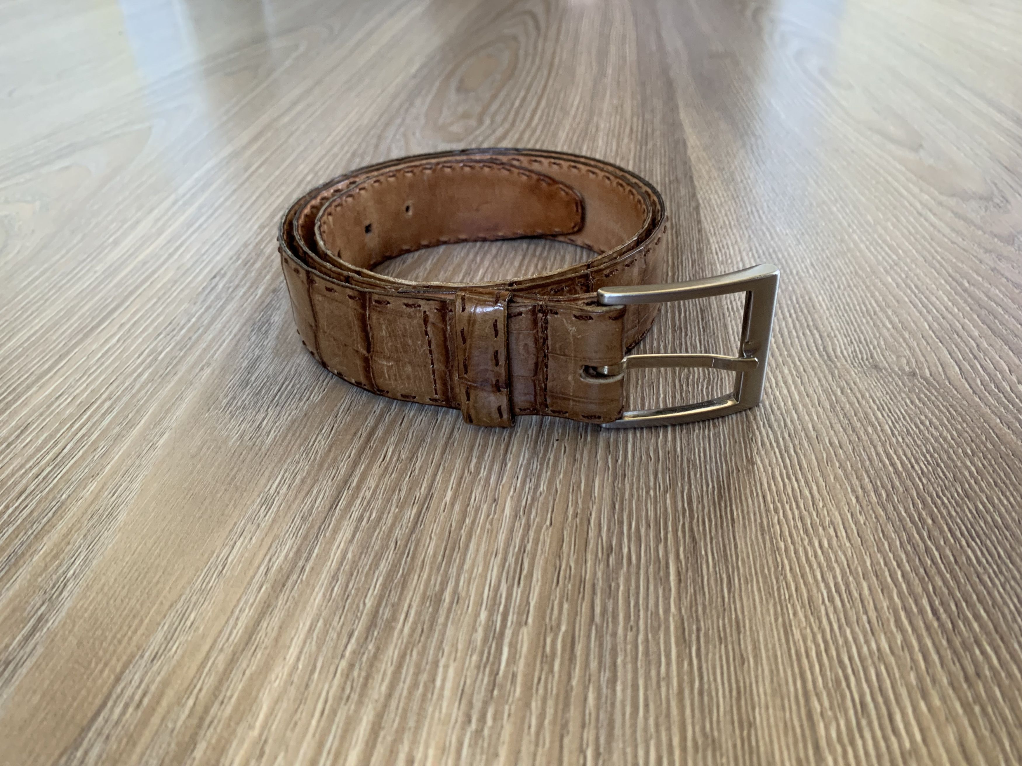 Ermenegildo Zegna Vintage Ermenegildo Zegna Real Crocodile Leather Belt Size 32 - 2 Thumbnail