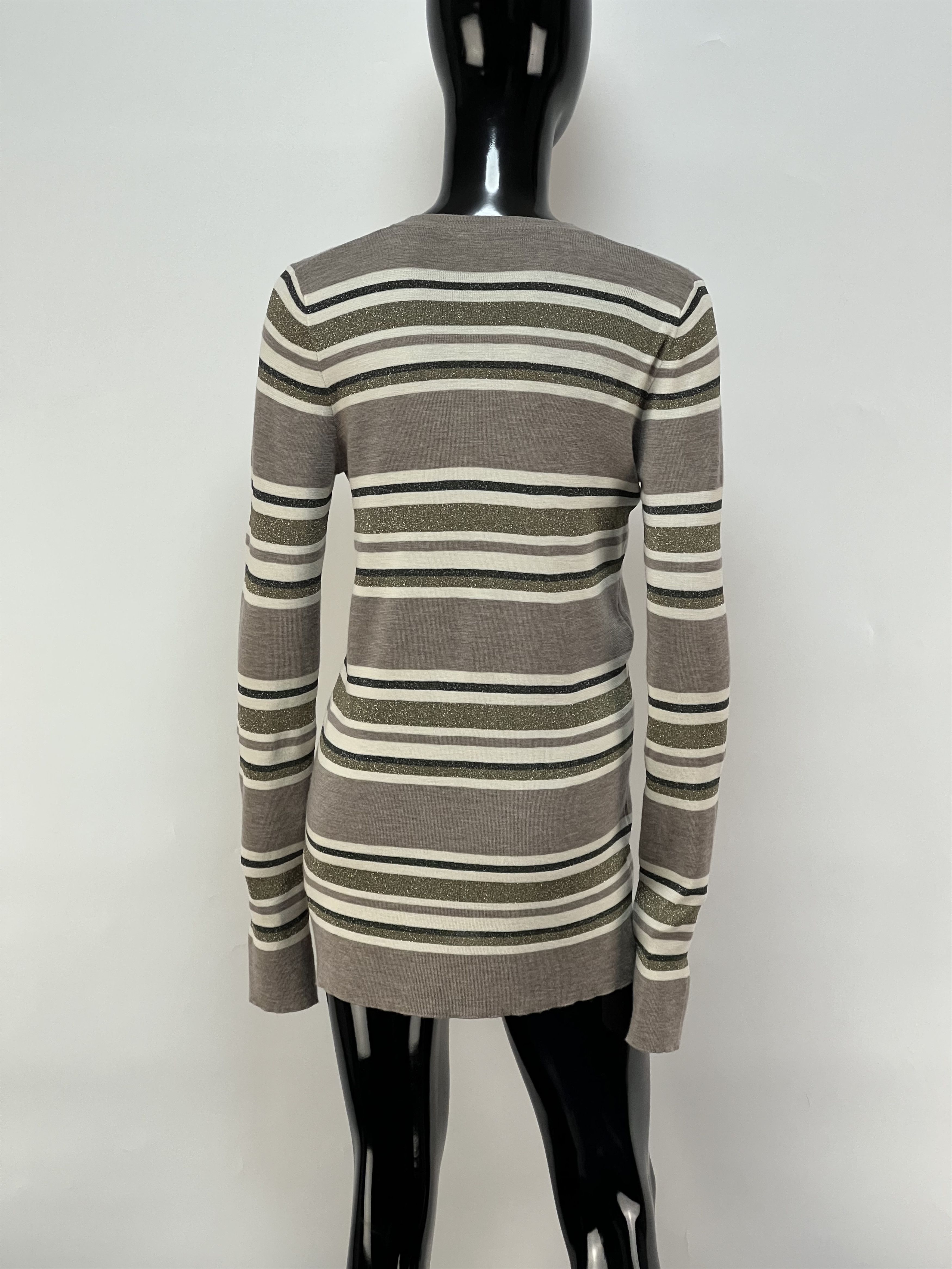 Brunello Cucinelli Brunello Cucinelli Wool Cashmere Striped V-Neck Sweater Size L / US 10 / IT 46 - 3 Thumbnail